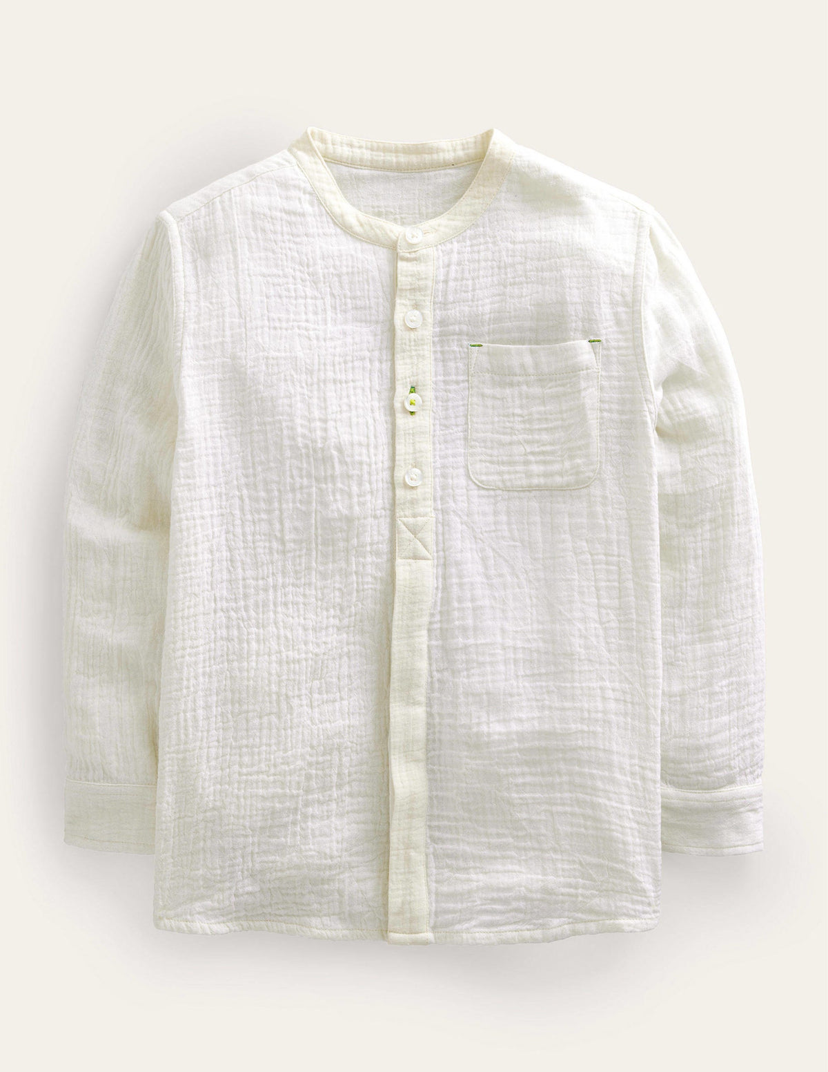 Double Cloth Grandad Shirt-Vanilla Pod Ivory - Image 1