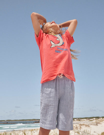 Drawstring Vacation Shorts-College Navy Ticking-4