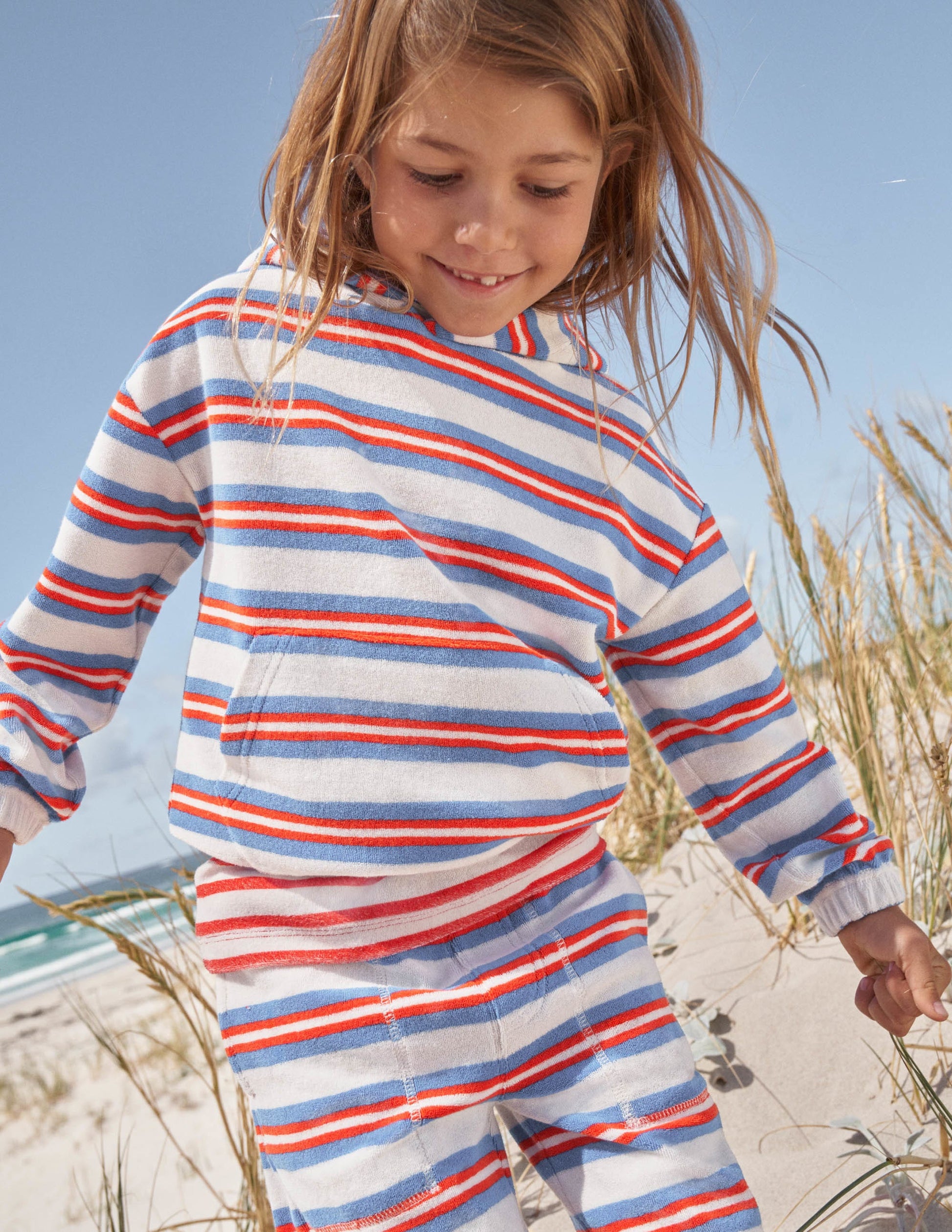 Towelling Hoodie-Cabana Blue Multi Stripe-4