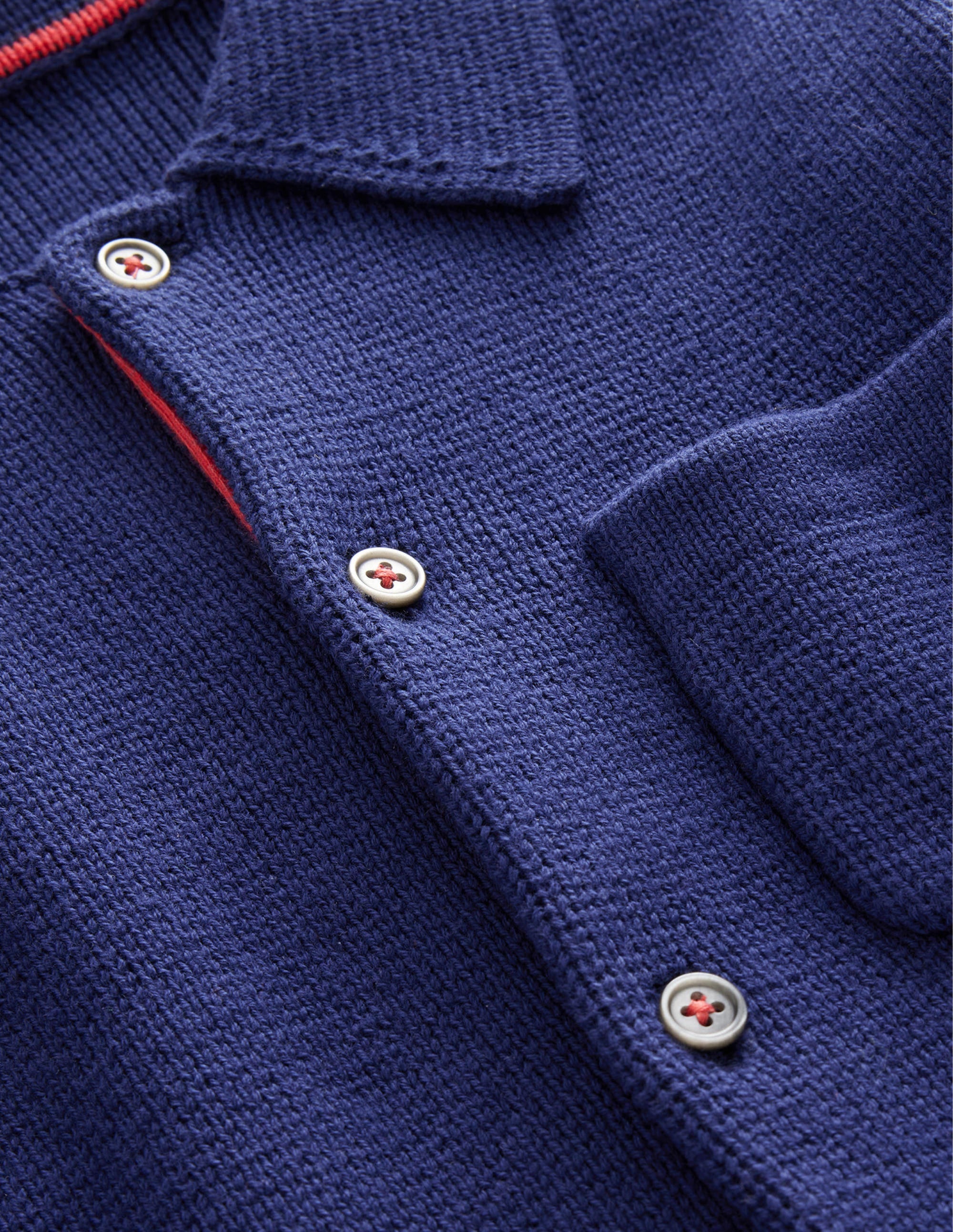 Knitted Button Through Jacket-College Navy - Image 3