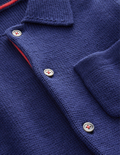 Knitted Button Through Jacket-College Navy-3