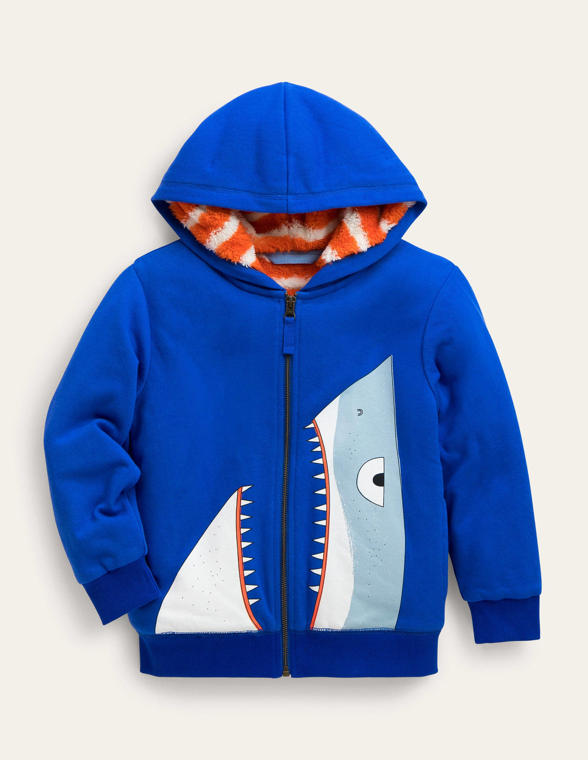 Shaggy-lined Shark Hoodie-Bluing Blue Shark - Image 1
