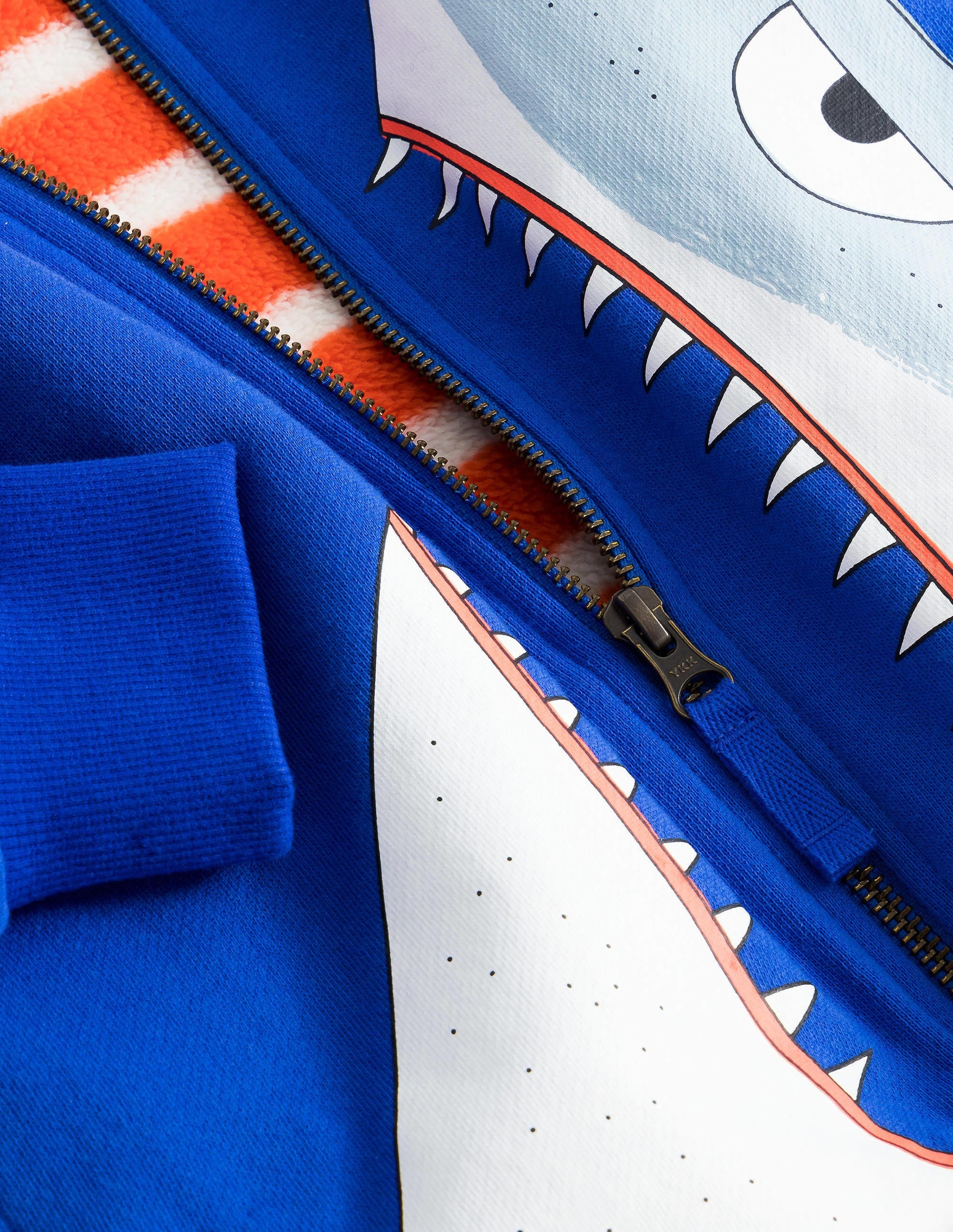 Shaggy-lined Shark Hoodie-Bluing Blue Shark - Image 3