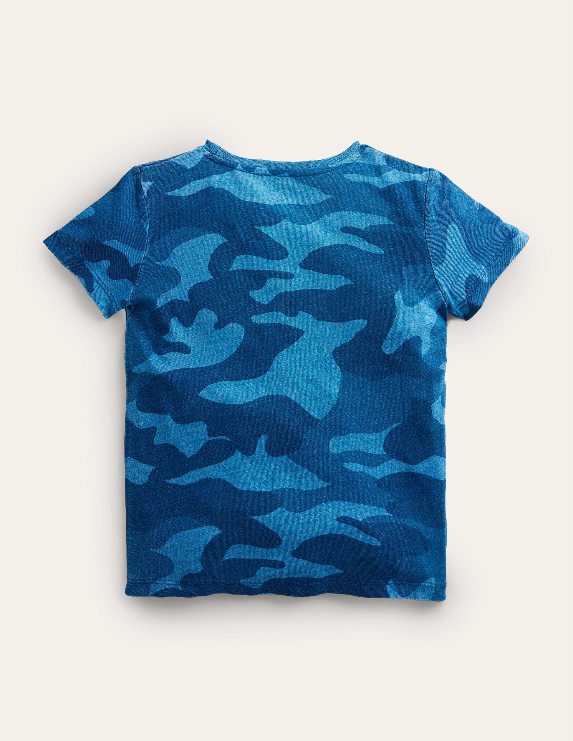 Printed Washed Slub T-shirt-Blue Camo-2