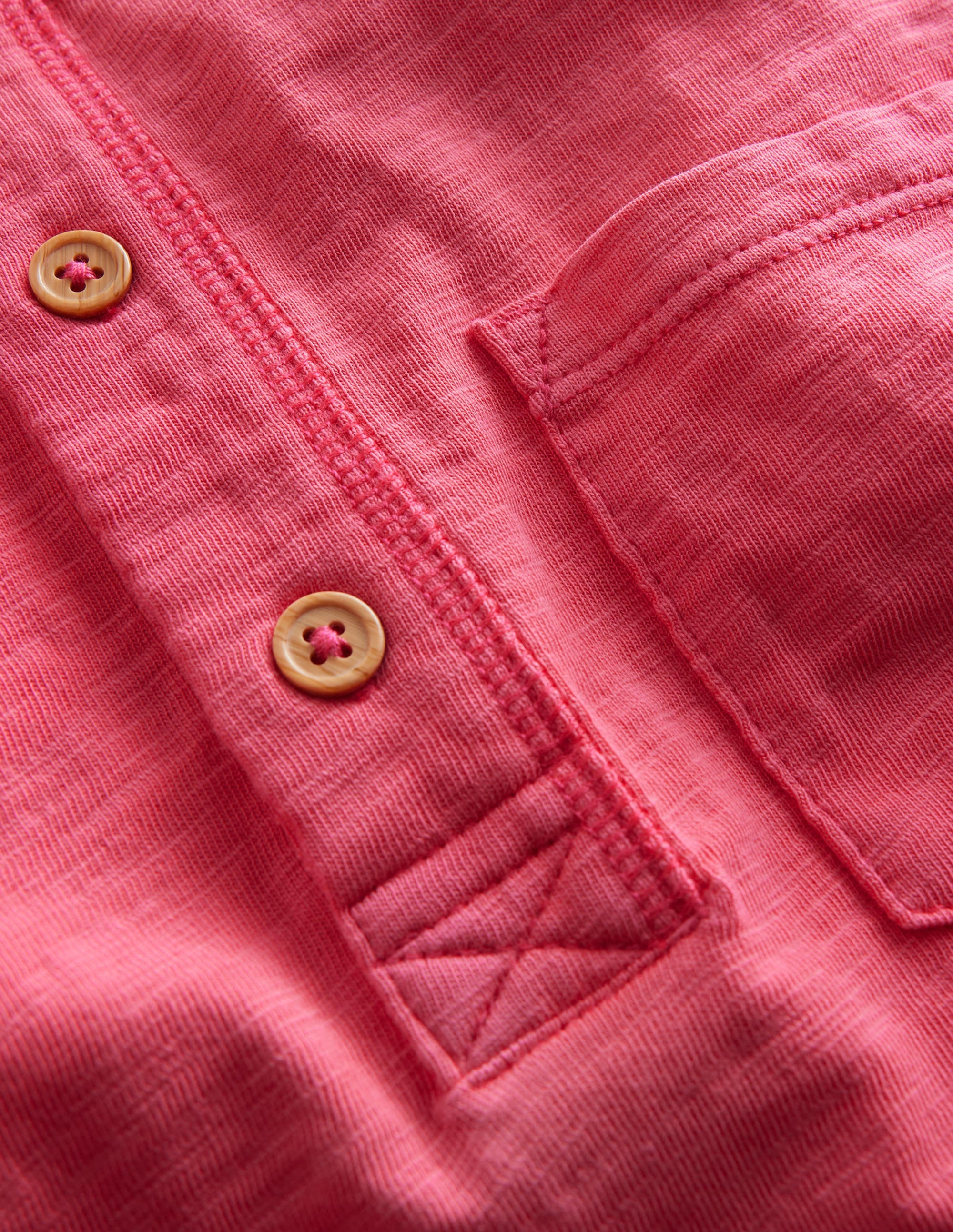 Washed Cotton Henley T-shirt-Lollipop Pink - Image 3