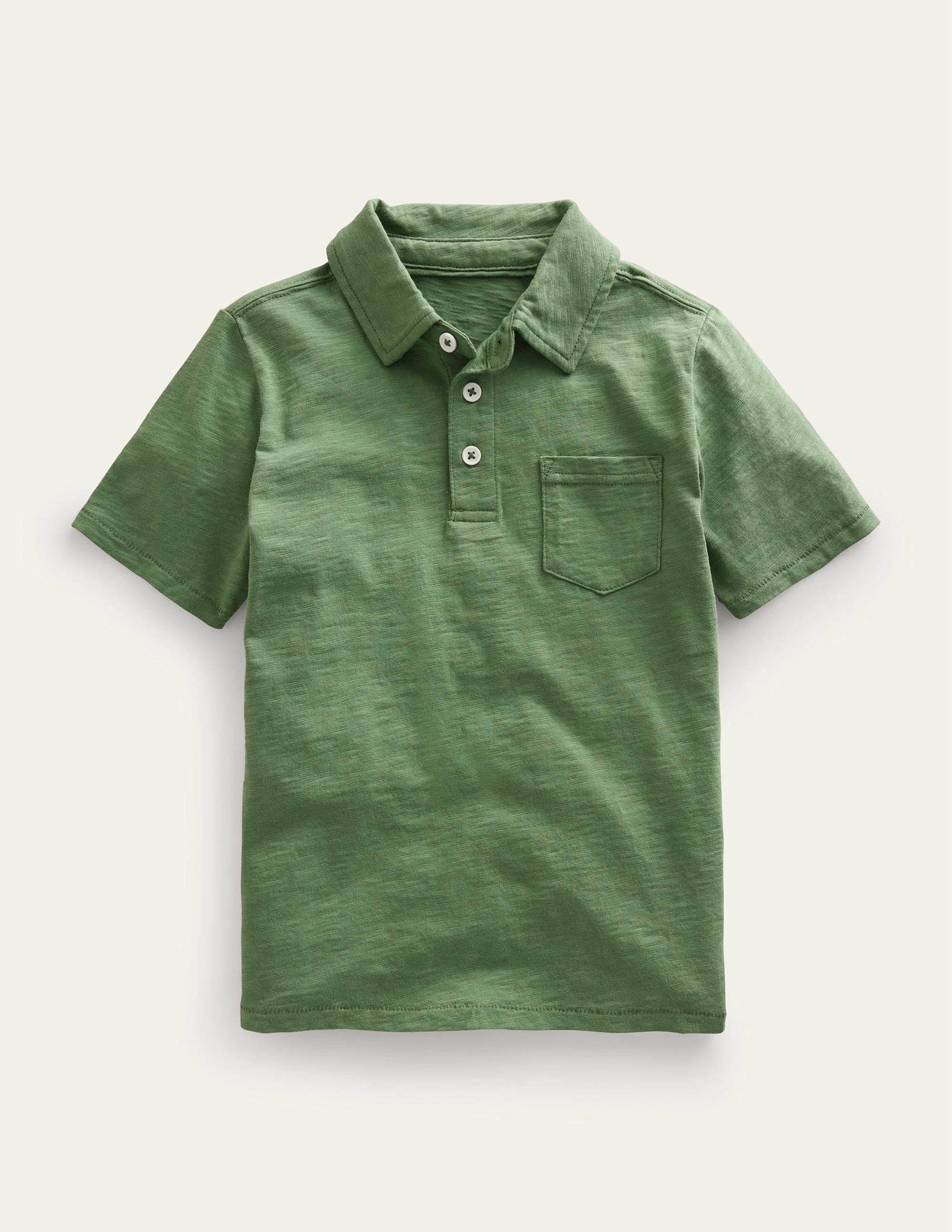 Slub Polo Shirt-Safari Green - Image 1