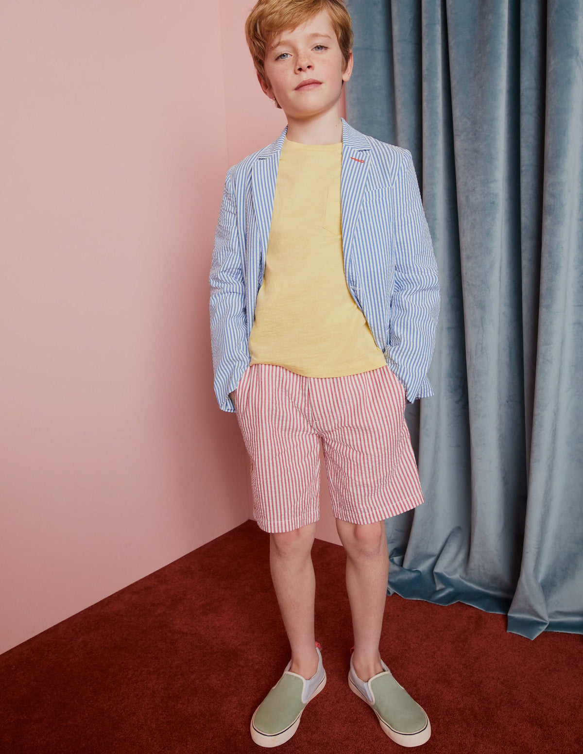 Seersucker Shorts-Jam Red/Ivory Stripe - Image 5