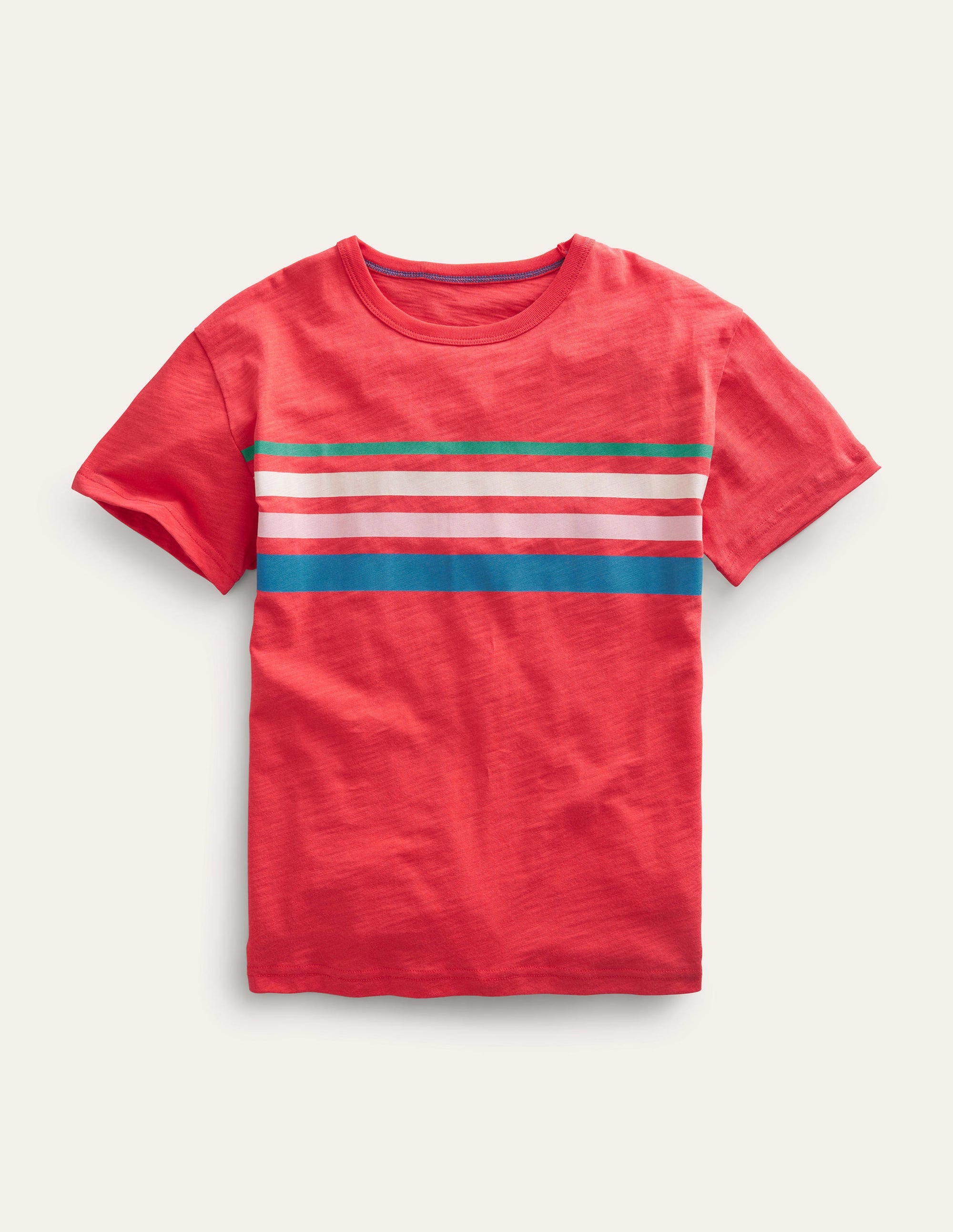 Relaxed Striped Cotton T-Shirt-Strawberry Tart Red - Image 1