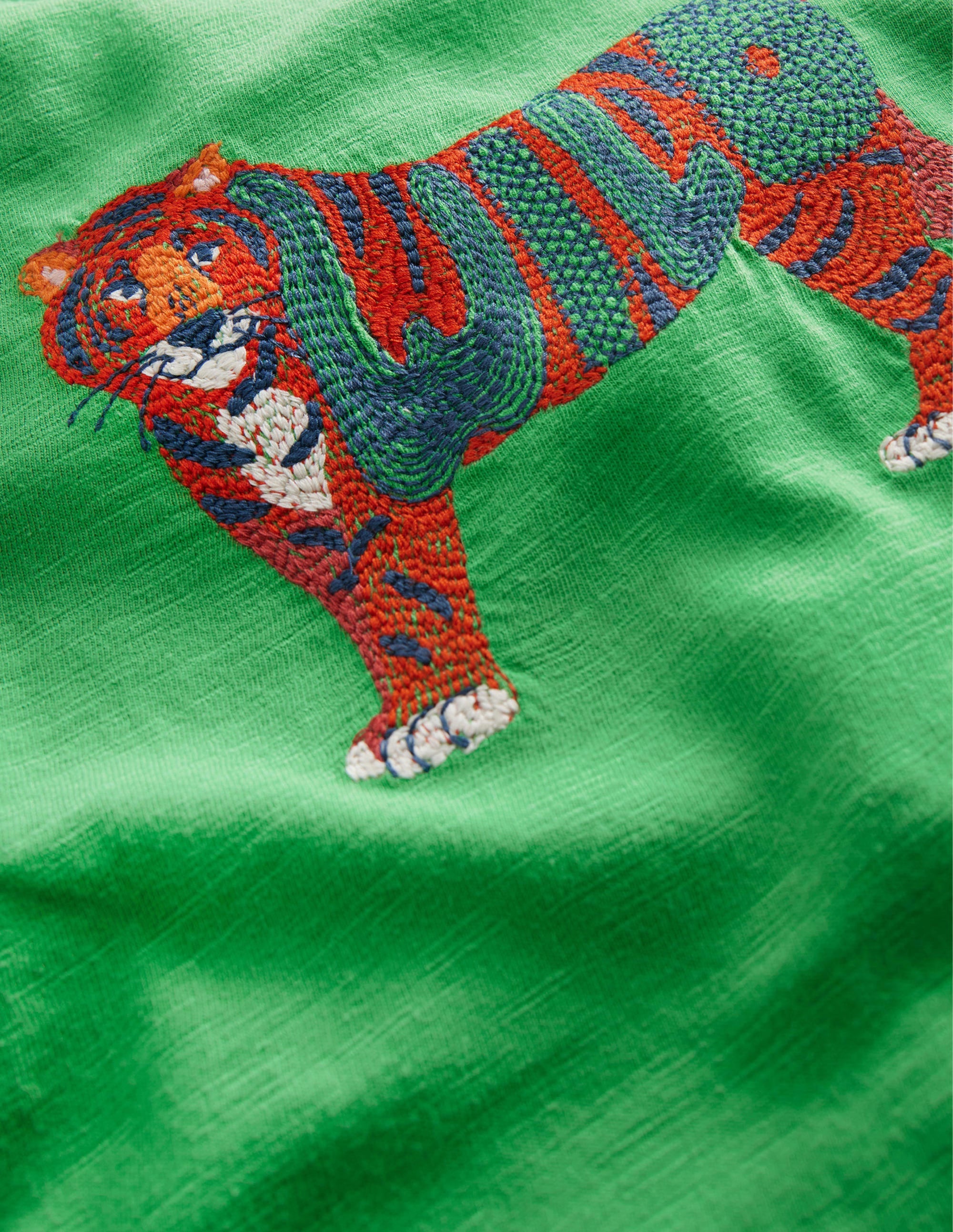 Animal Printed Cotton T-Shirt-Aloe Green Tiger - Image 3