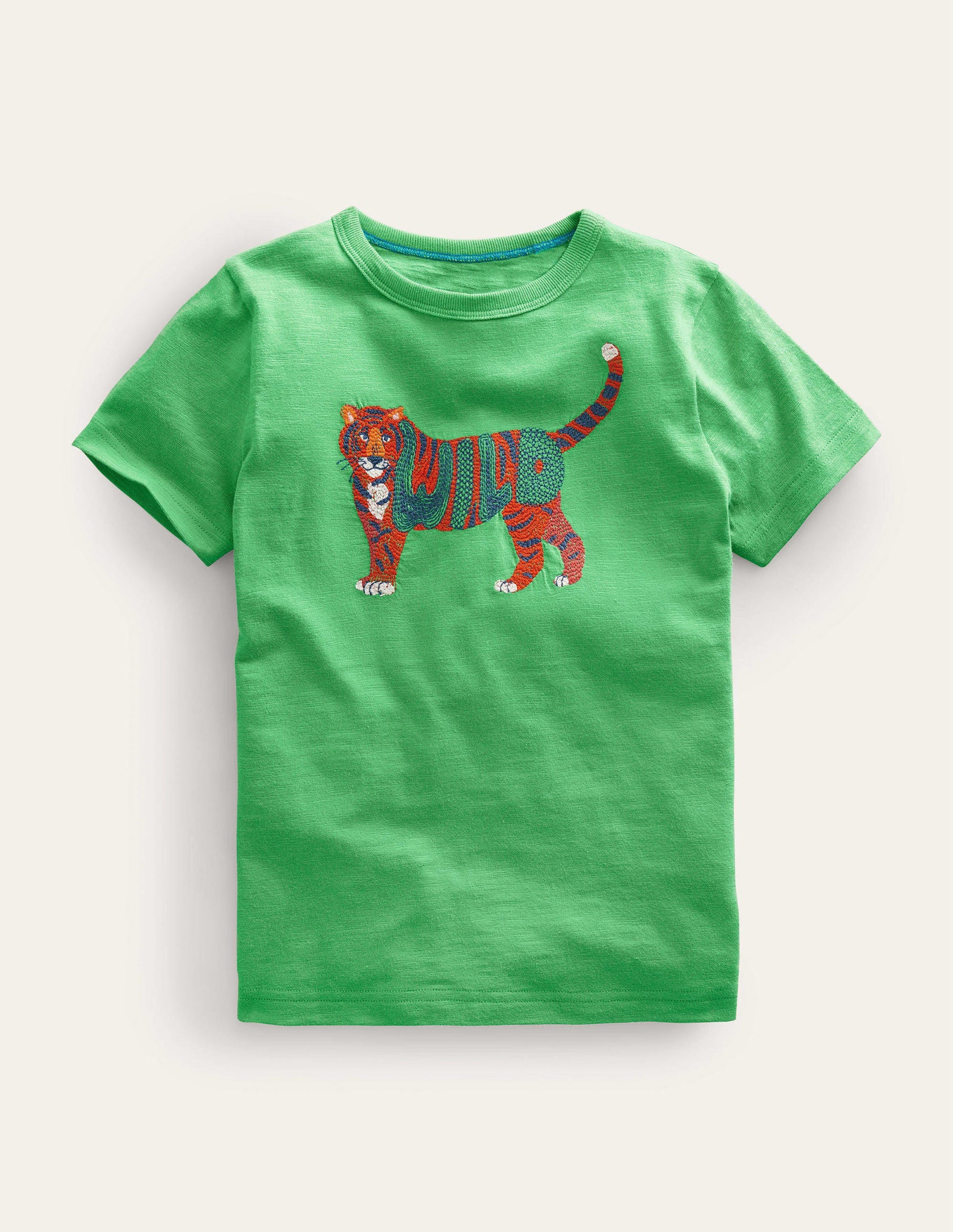 Animal Printed Cotton T-Shirt-Aloe Green Tiger-1