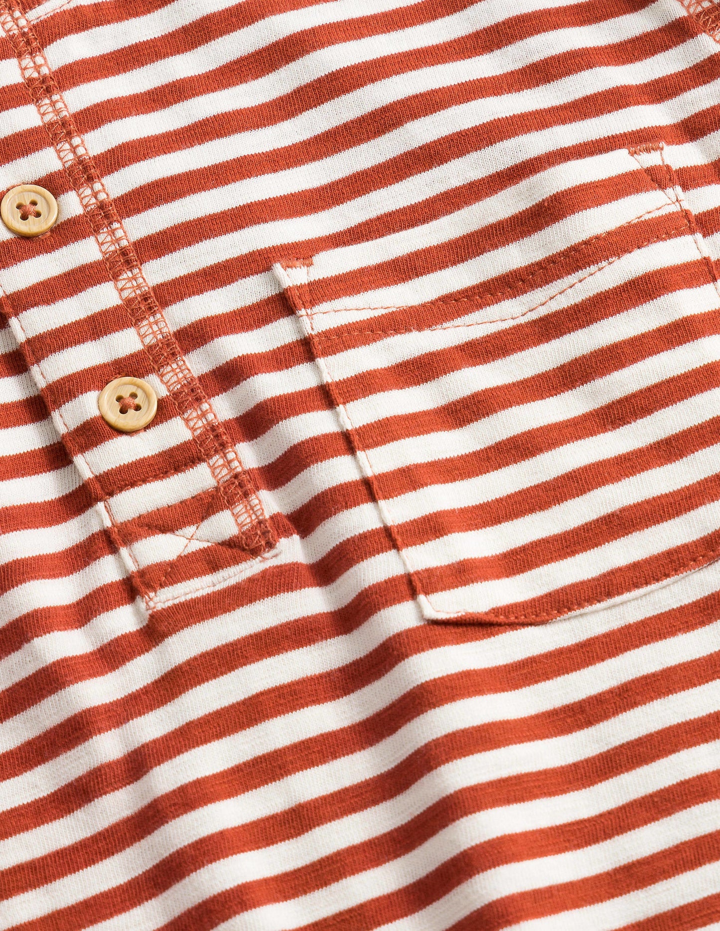 Washed Henley T-shirt-Roast Chestnut/White