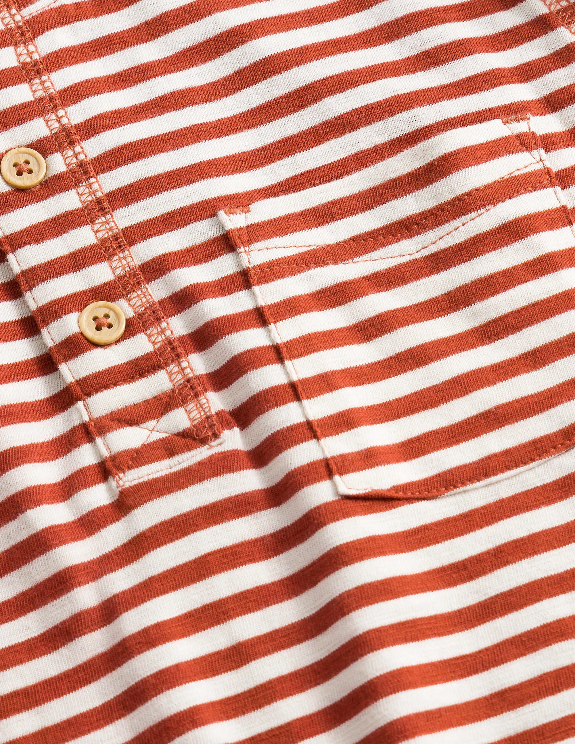 Washed Henley T-shirt-Roast Chestnut/White - Image 3