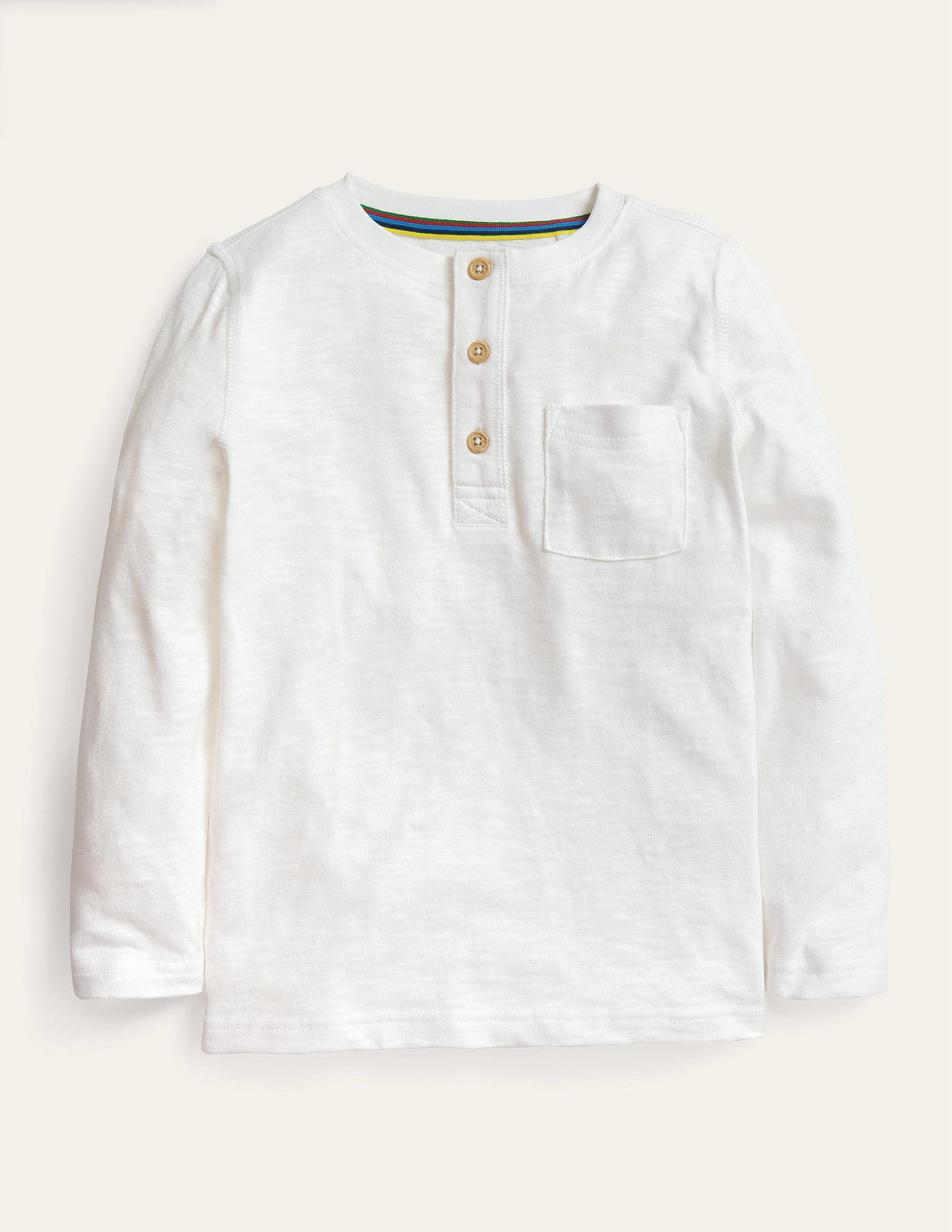 Washed Henley T-shirt-White-1