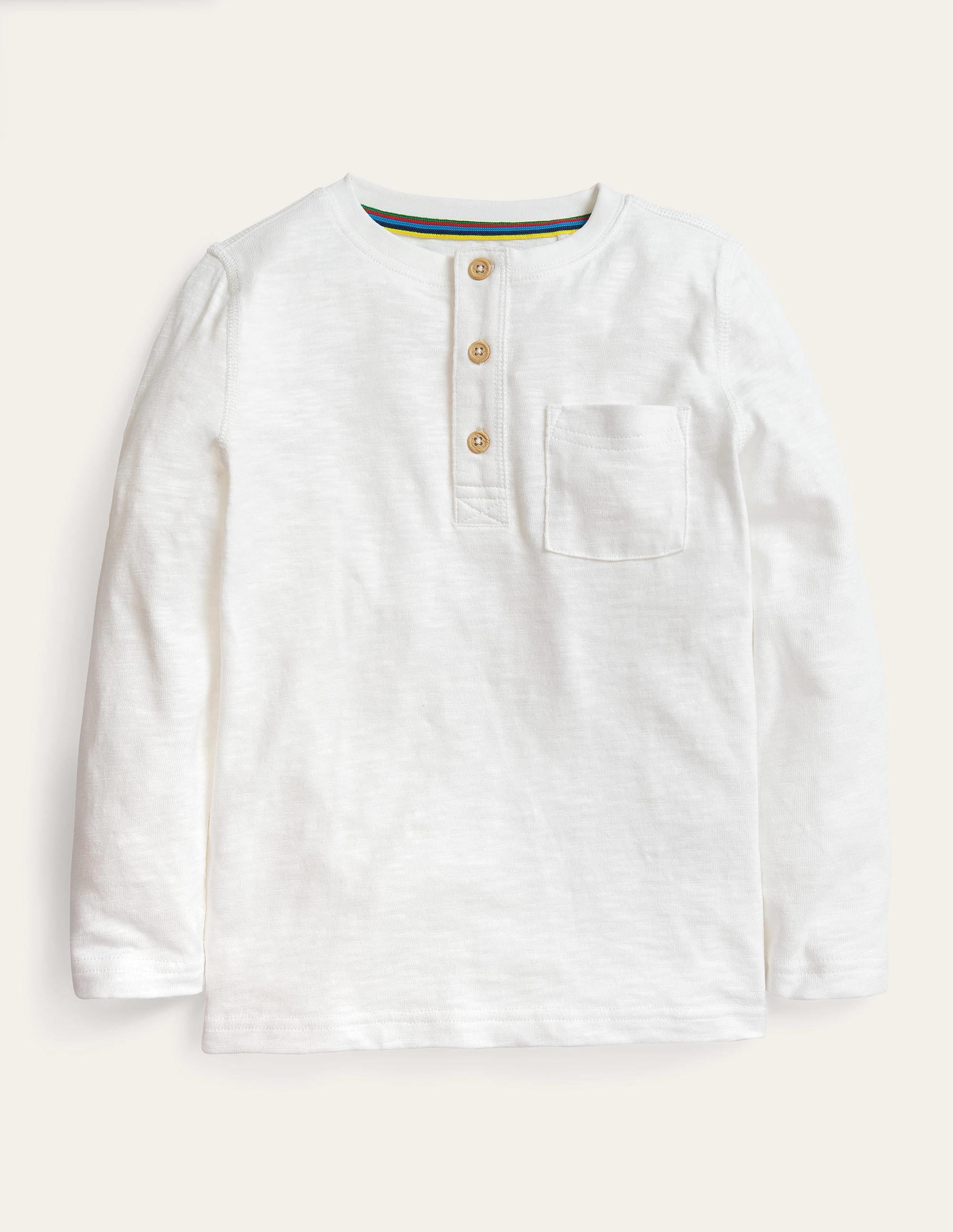 Washed Henley T-shirt-White - Image 1