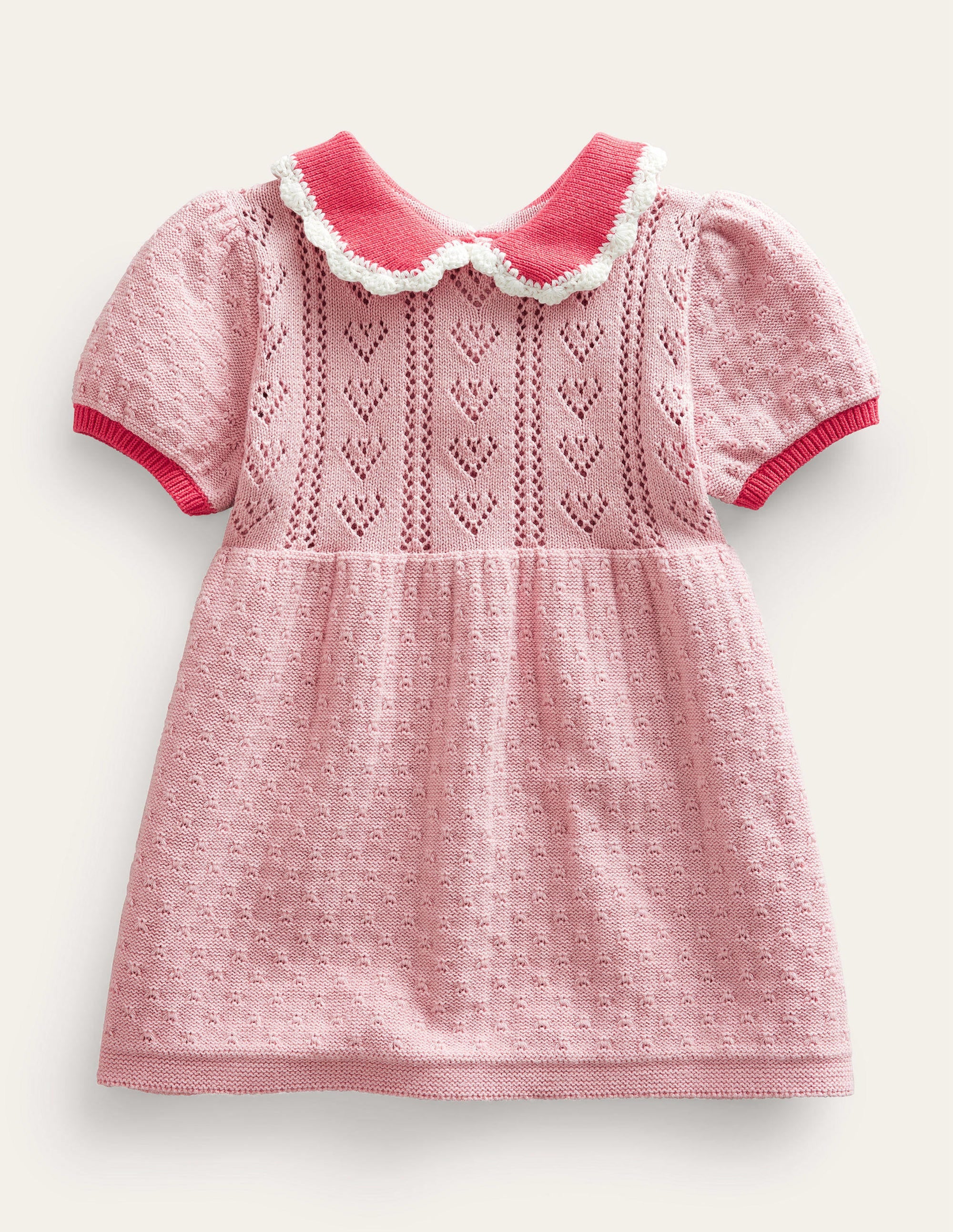 Puff Sleeve Knitted Dress-Boto Pink - Image 1