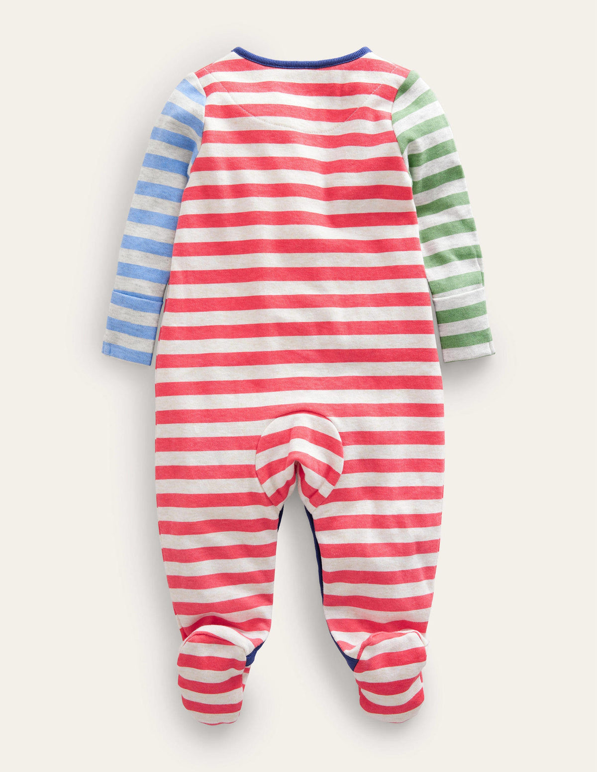 GOTS Hotchpotch Sleepsuit-Bright Multi Stripe-2