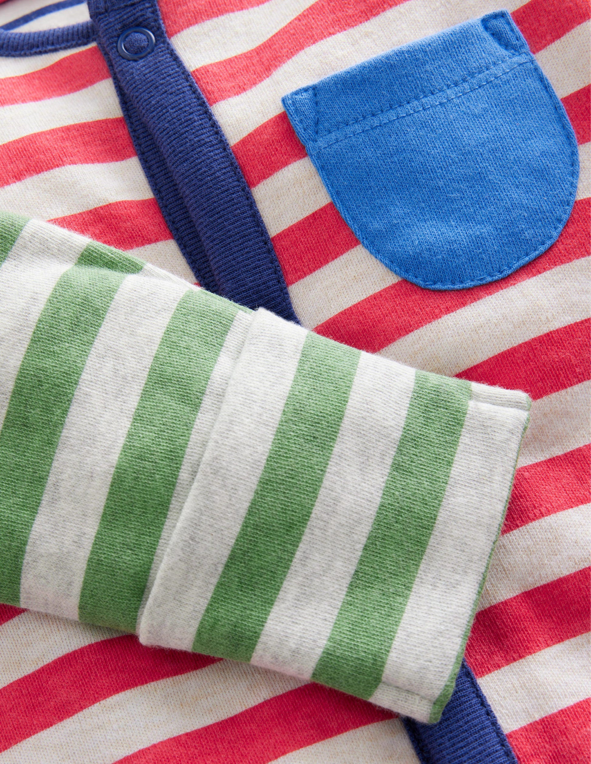 GOTS Hotchpotch Sleepsuit-Bright Multi Stripe-3
