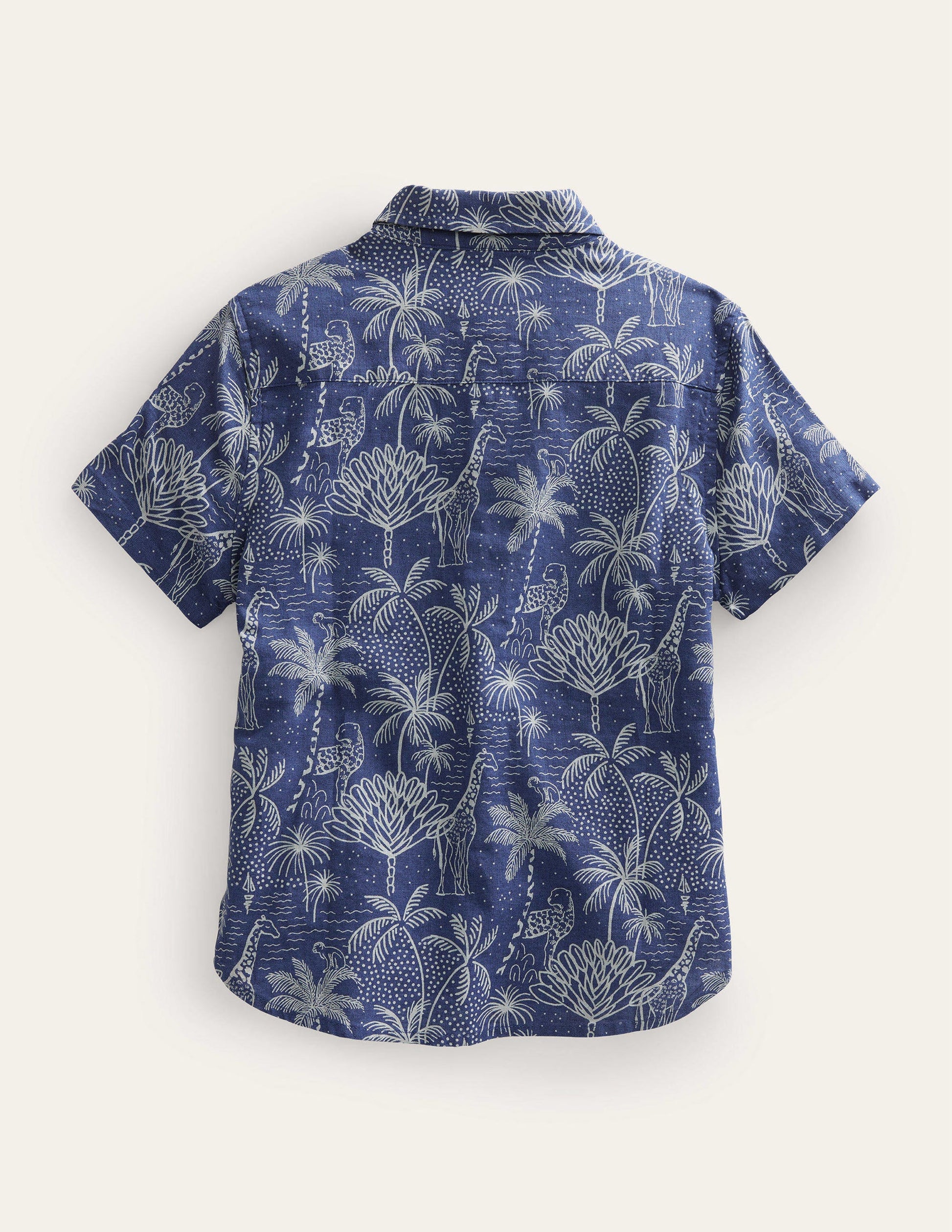 Cotton Linen Shirt-Blue Island Palm-2