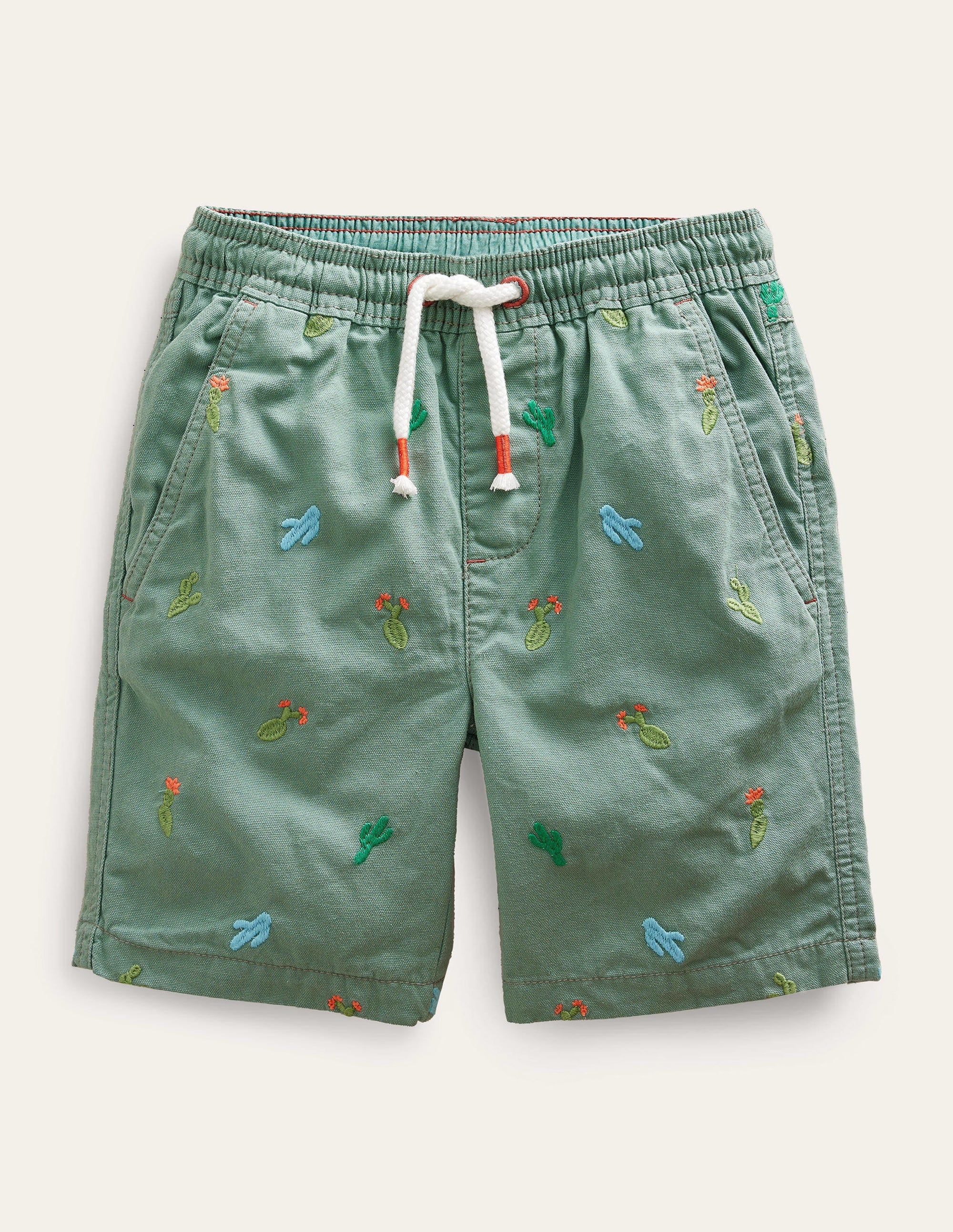 Pull-on Drawstring Shorts-Pottery Green Micro Cactus - Image 1