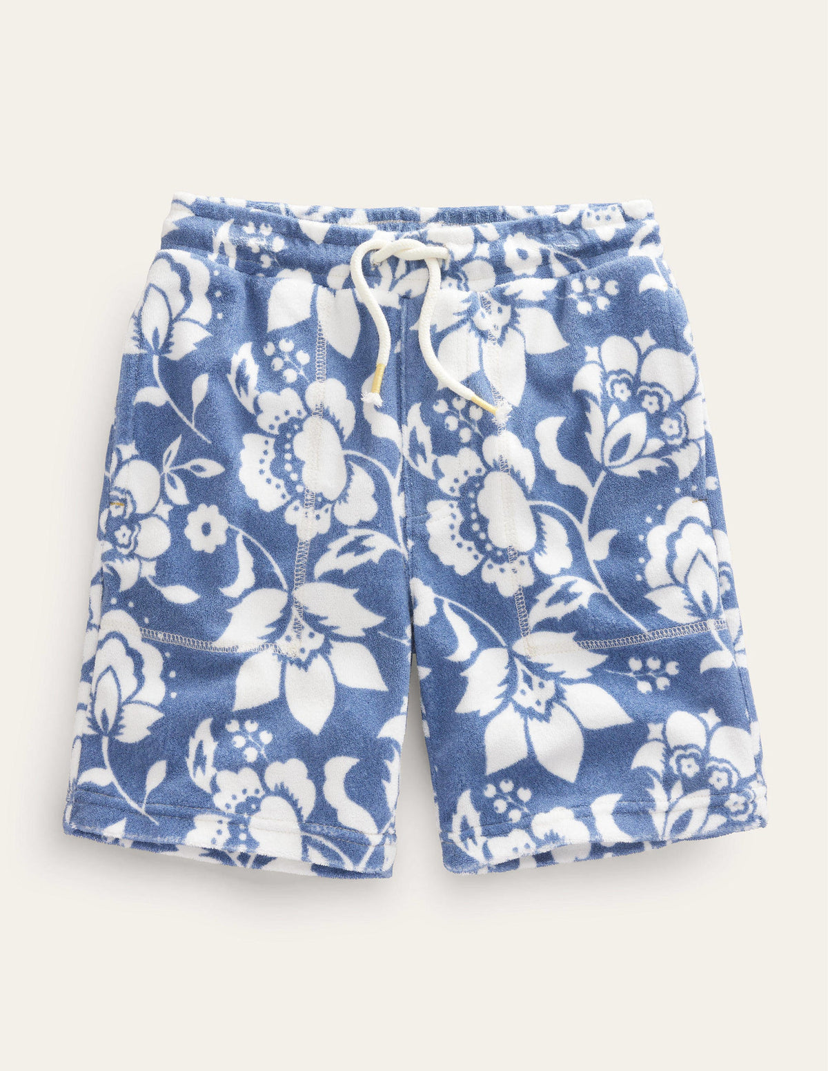 Towelling Sweat Shorts-Blue Floral - Image 1