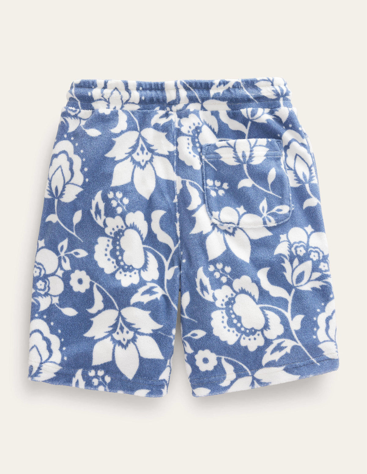 Towelling Sweat Shorts-Blue Floral - Image 2