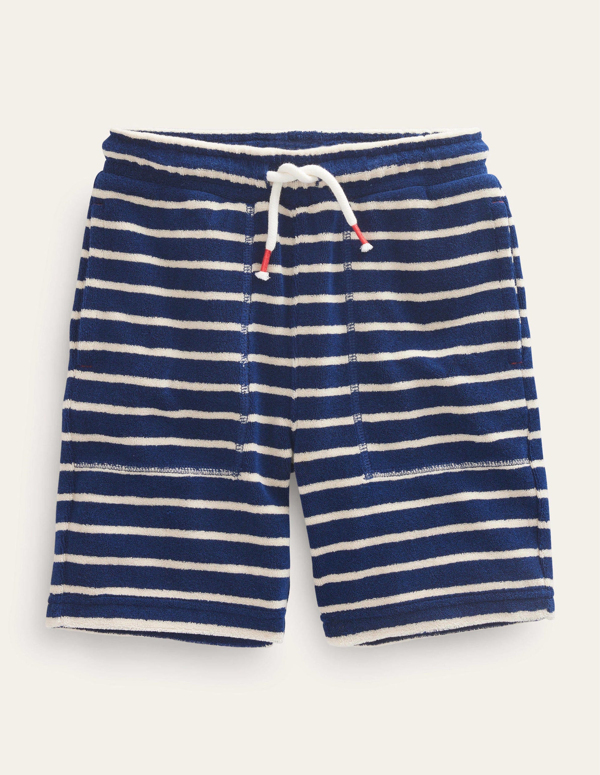 Towelling Sweat Shorts-Navy/White-1