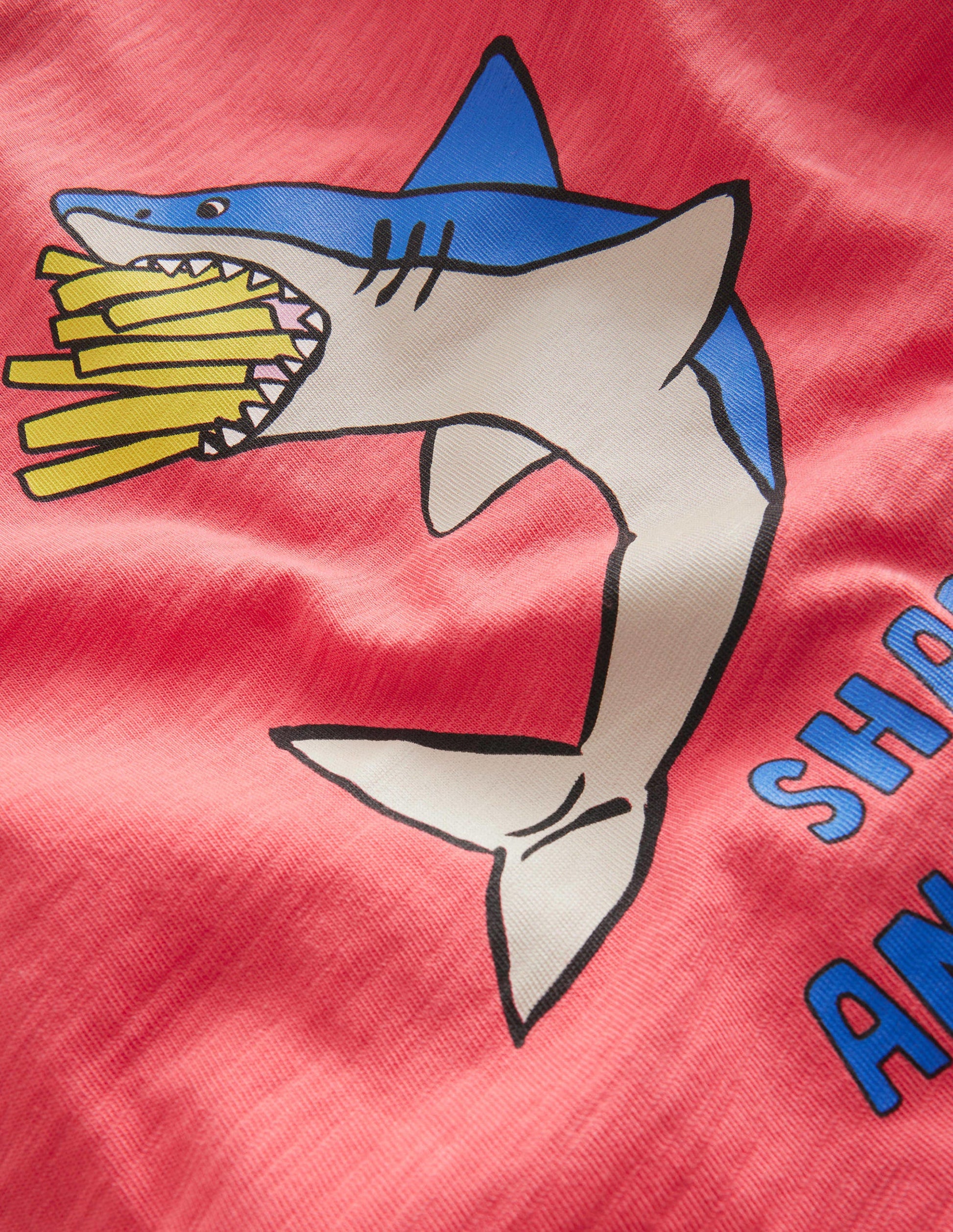 Printed Humour T-shirt-Jam Red Shark-3