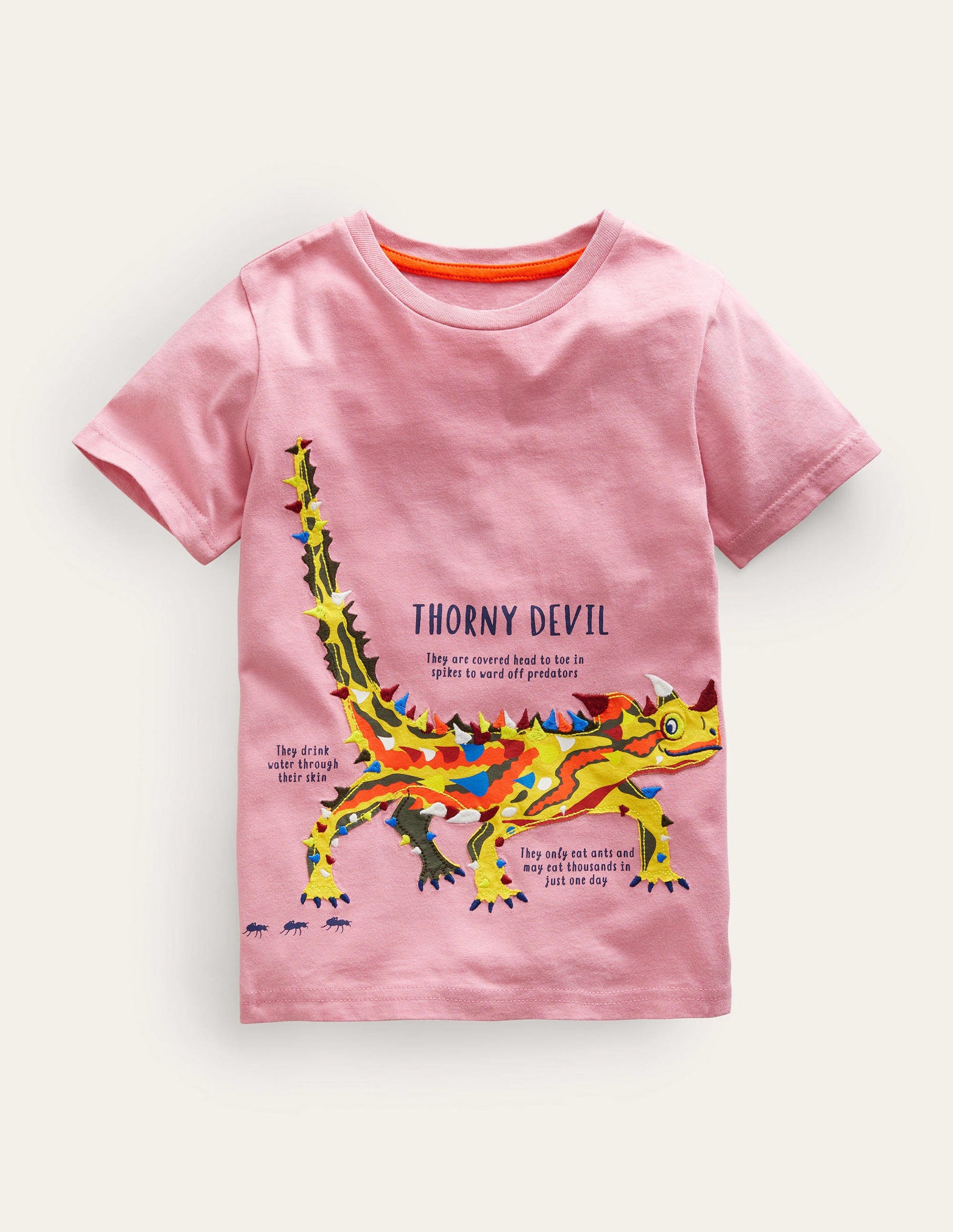 Animal Facts T-shirt-Formica Pink Thorny Devil-1
