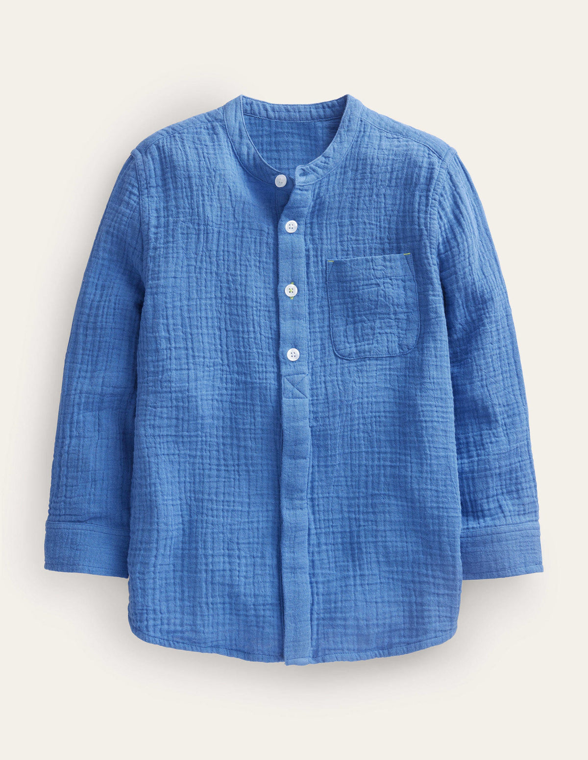 Double Cloth Grandad Shirt-Delft Blue - Image 1