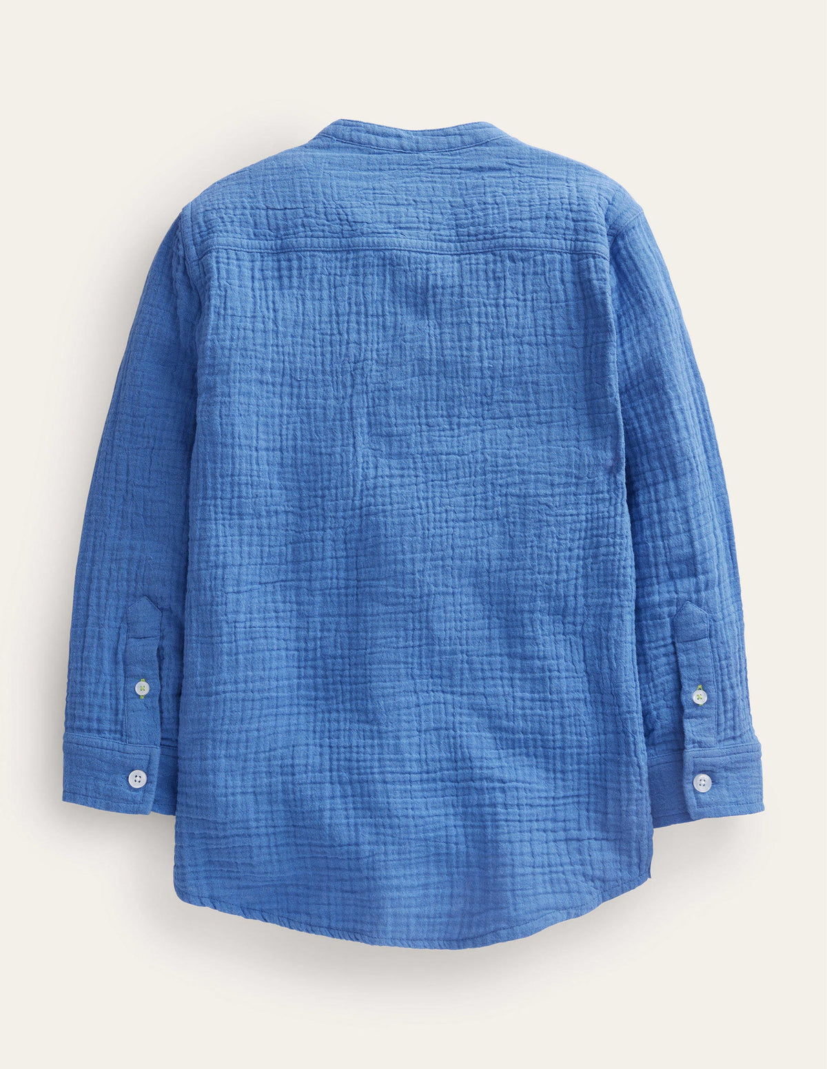 Double Cloth Grandad Shirt-Delft Blue-2