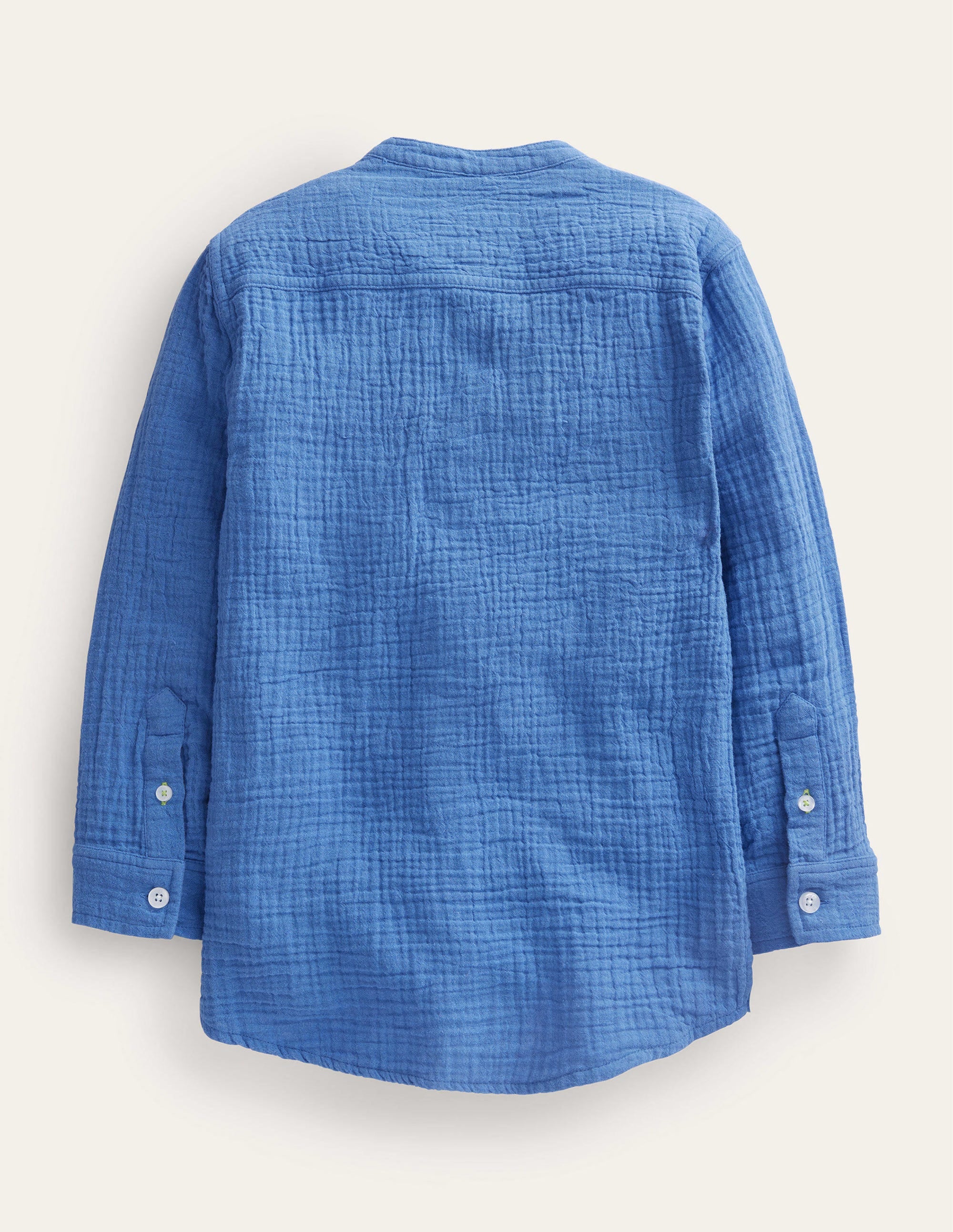 Double Cloth Grandad Shirt-Delft Blue - Image 2