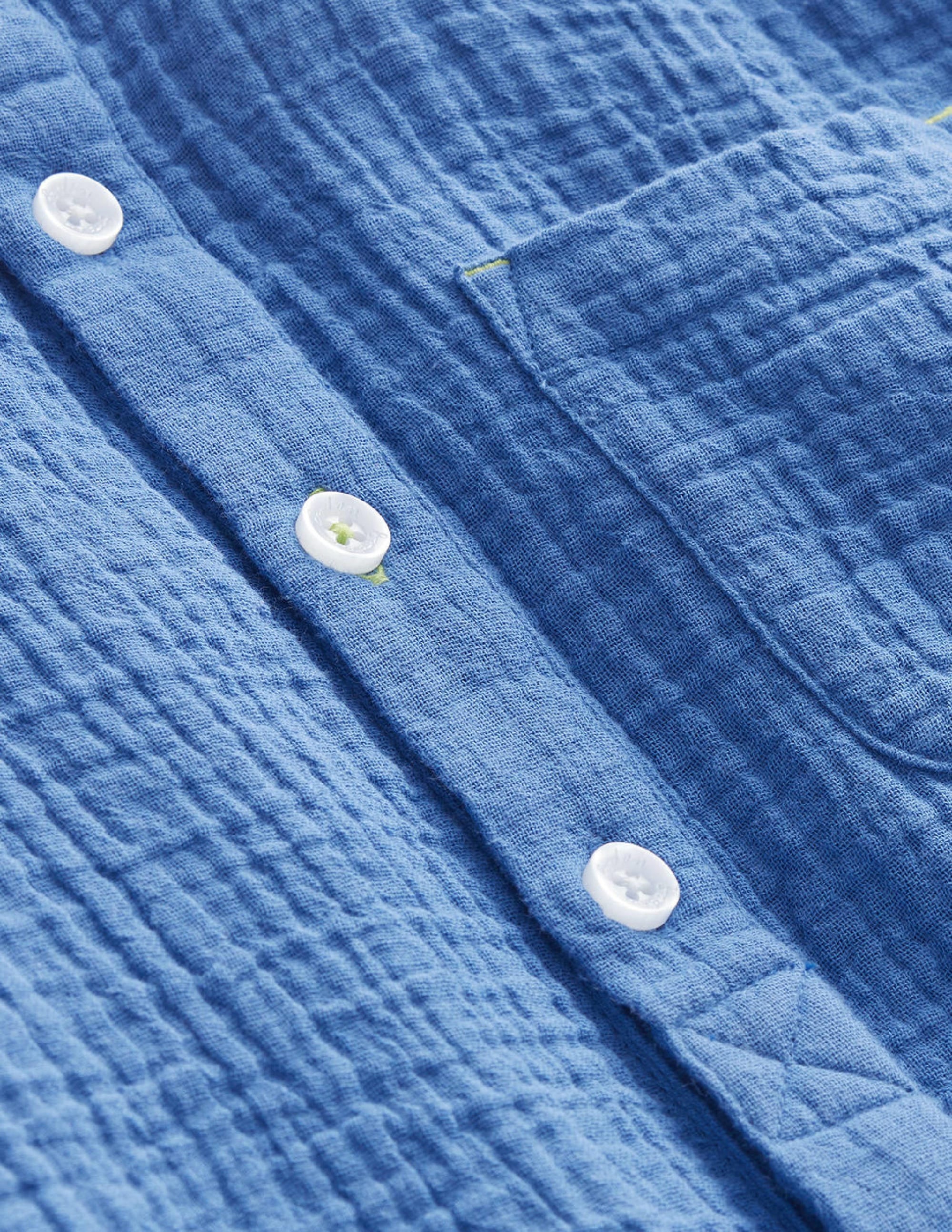 Double Cloth Grandad Shirt-Delft Blue - Image 3