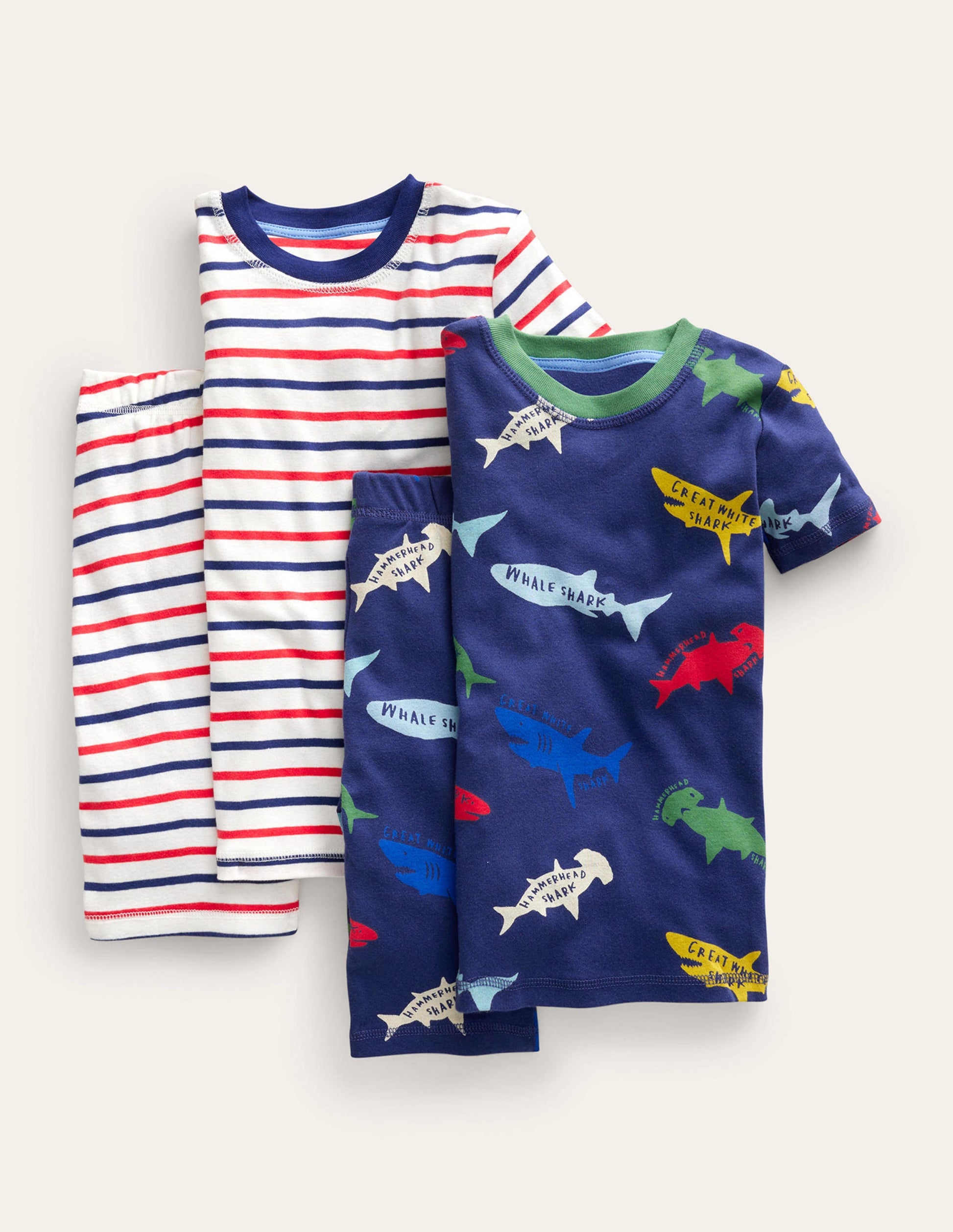 Twin Pack Snug Short Pajamas-Starboard Mutli Sharks-1