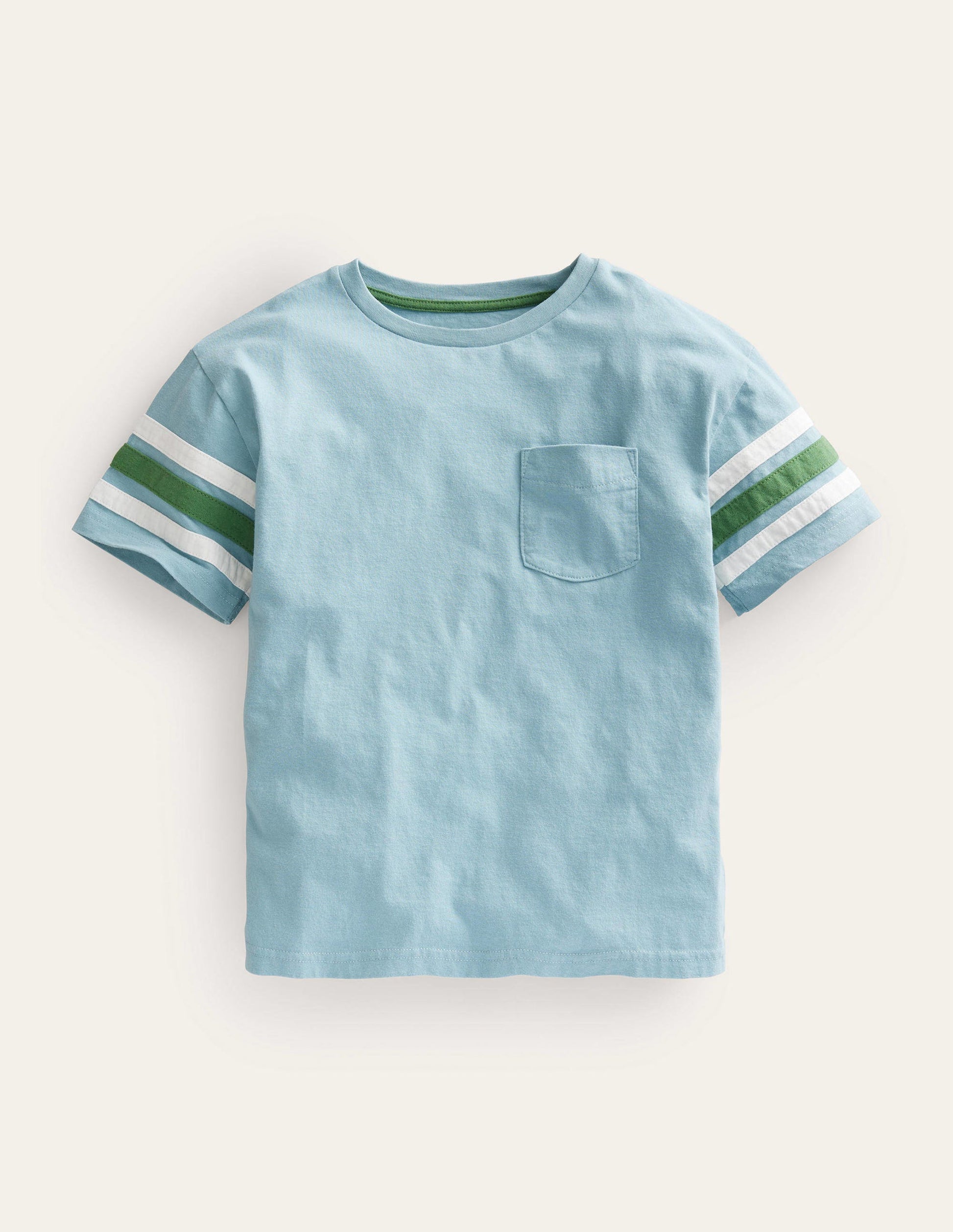 Contrast Stripe T-shirt-Tourmaline Blue-1