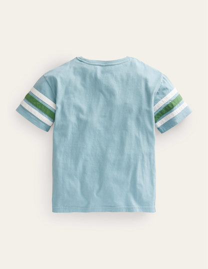 Contrast Stripe T-shirt-Tourmaline Blue-2