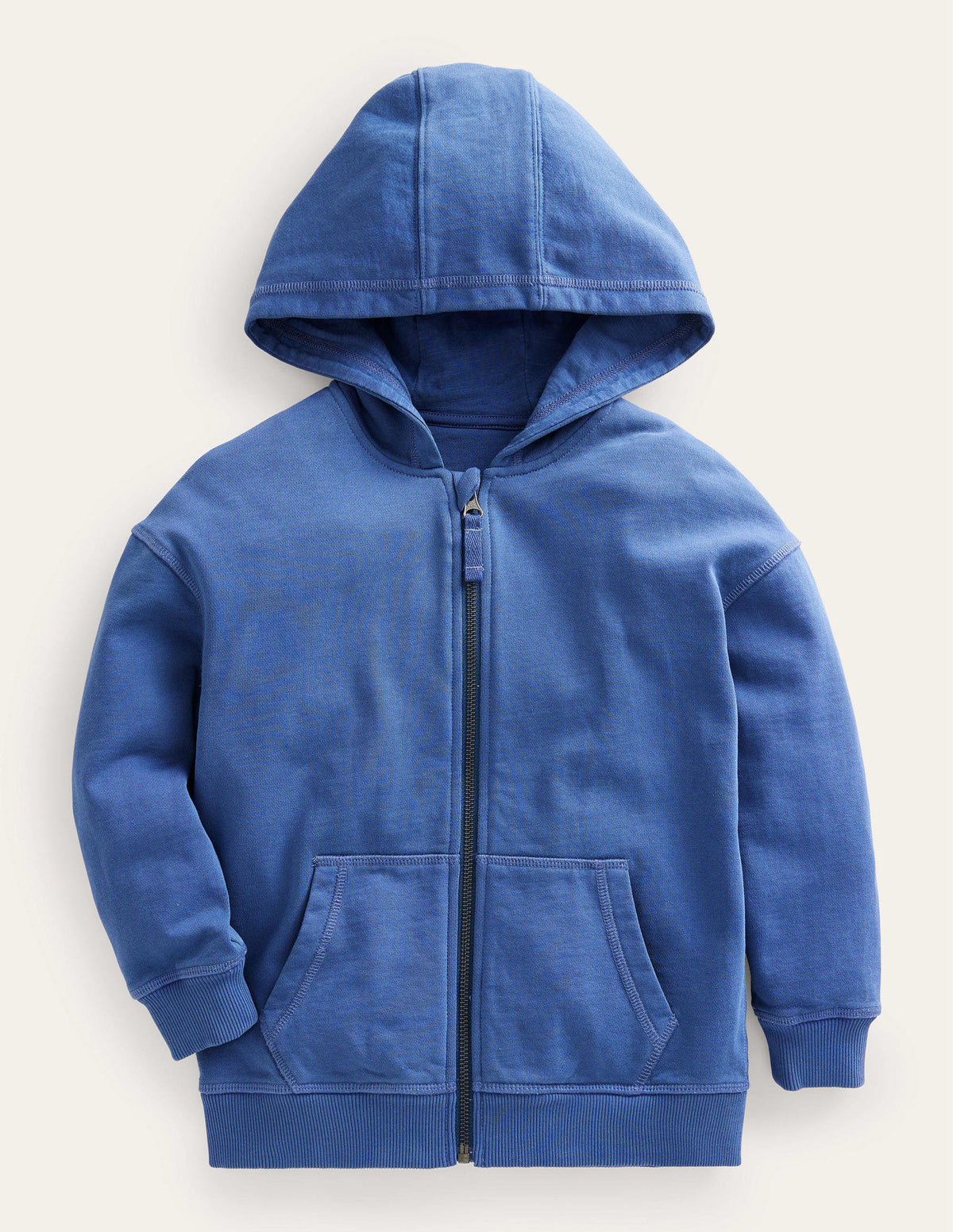 Garment Dye Zip-Though Hoodie-Delft Blue-1