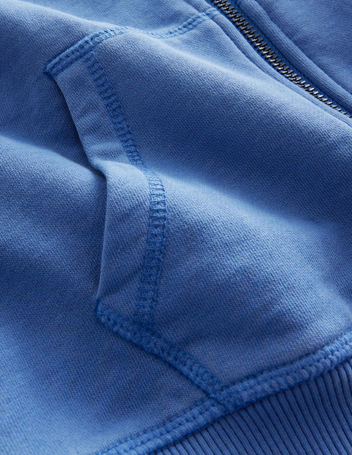 Garment Dye Zip-Though Hoodie-Delft Blue - Image 3
