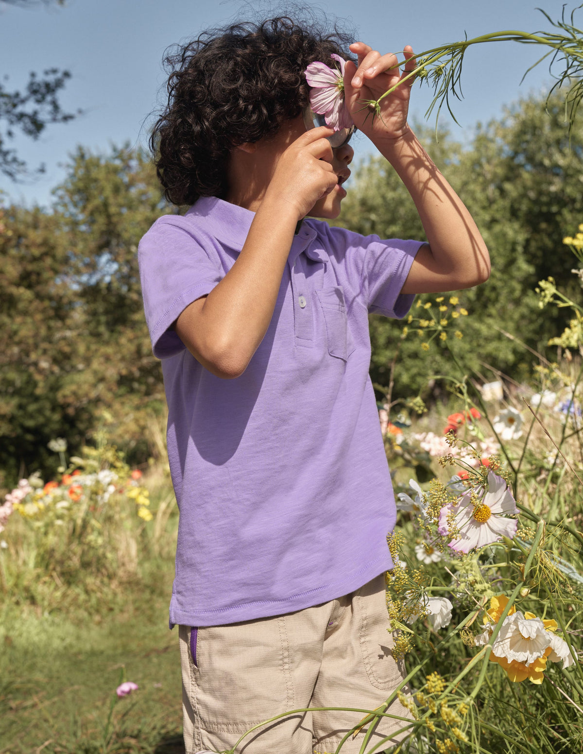 Slub Polo Shirt-Misty Lavender - Image 4