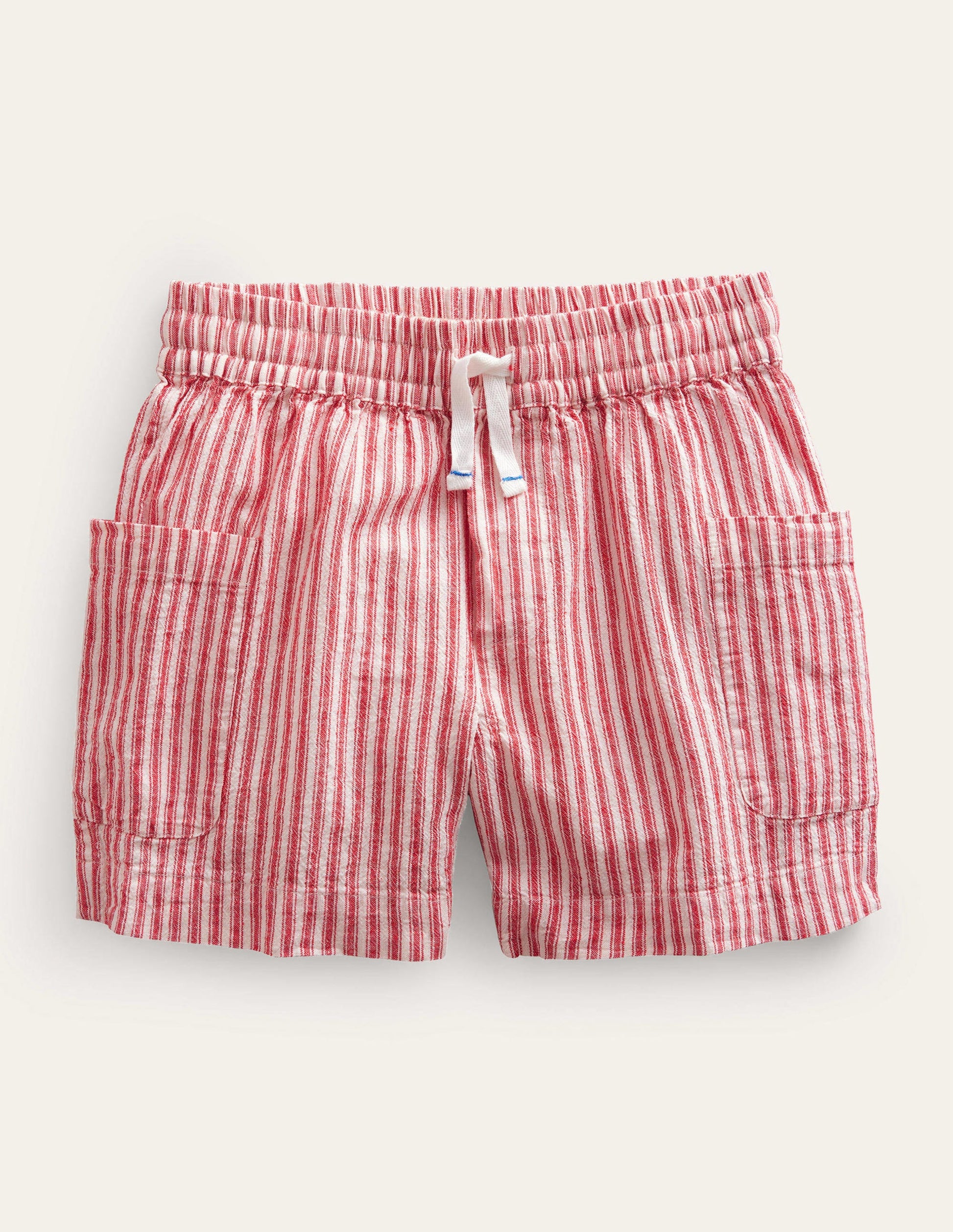 Pocket Shorts-Strawberry Tart Red Ticking-1