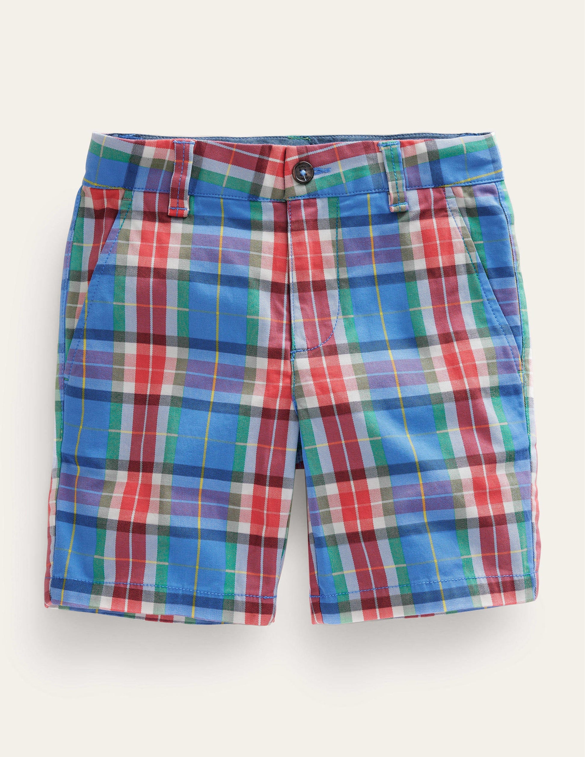 Patterned Chino Shorts-Blue/Orange Check-1