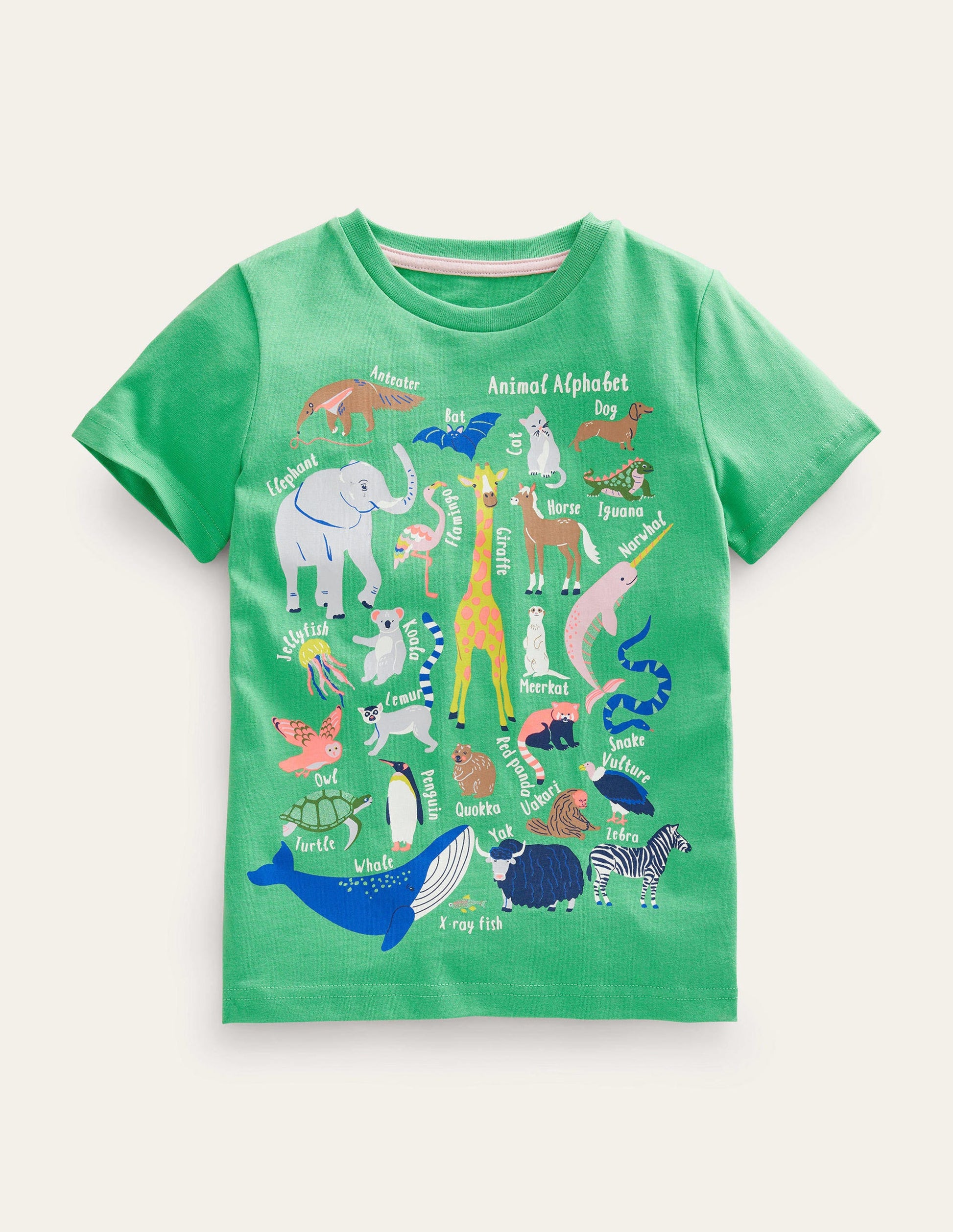 Animal Education T-shirt-Aloe Green Animal Alphabet-1