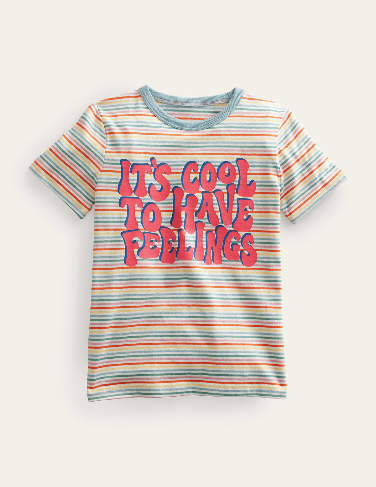 Stripy Slogan T-shirt-Multi Rainbow-1