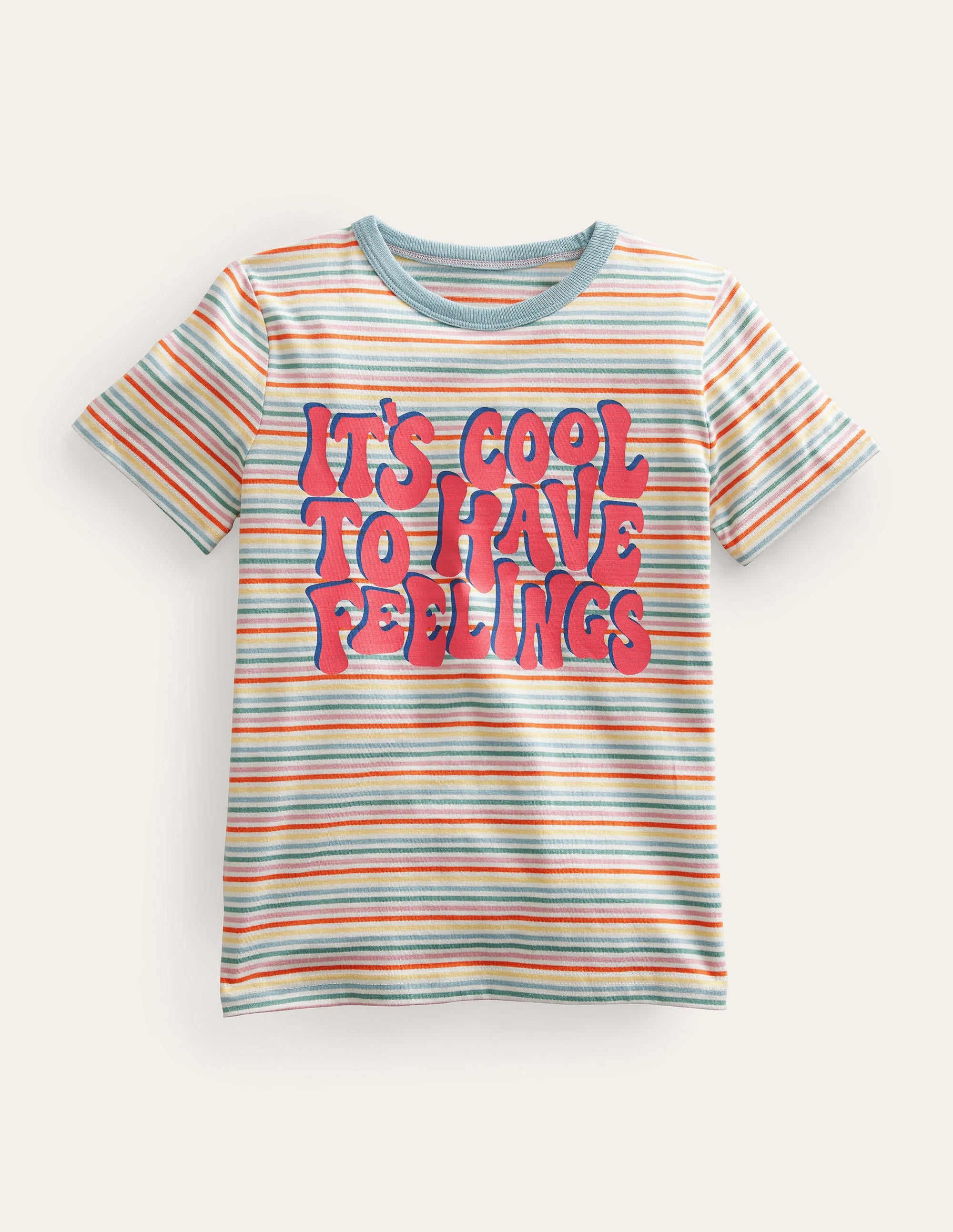 Stripy Slogan T-shirt-Multi Rainbow - Image 1