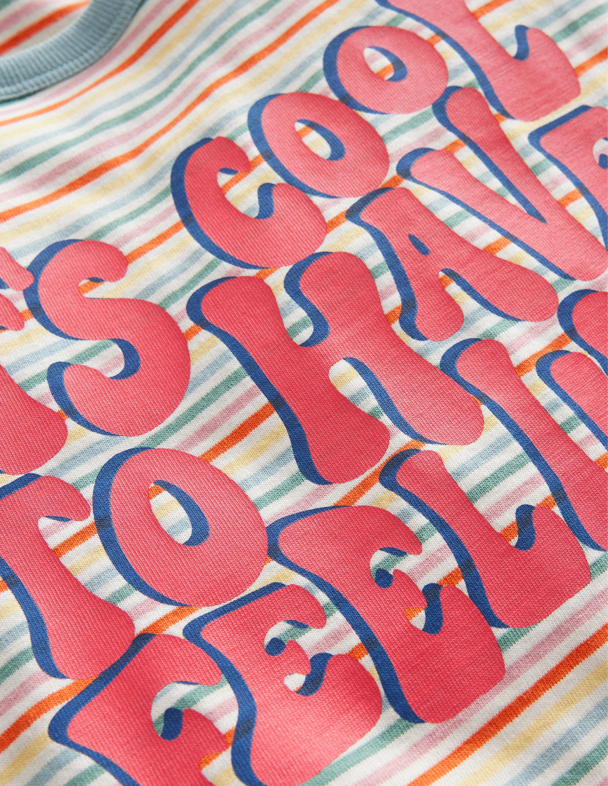 Stripy Slogan T-shirt-Multi Rainbow-3