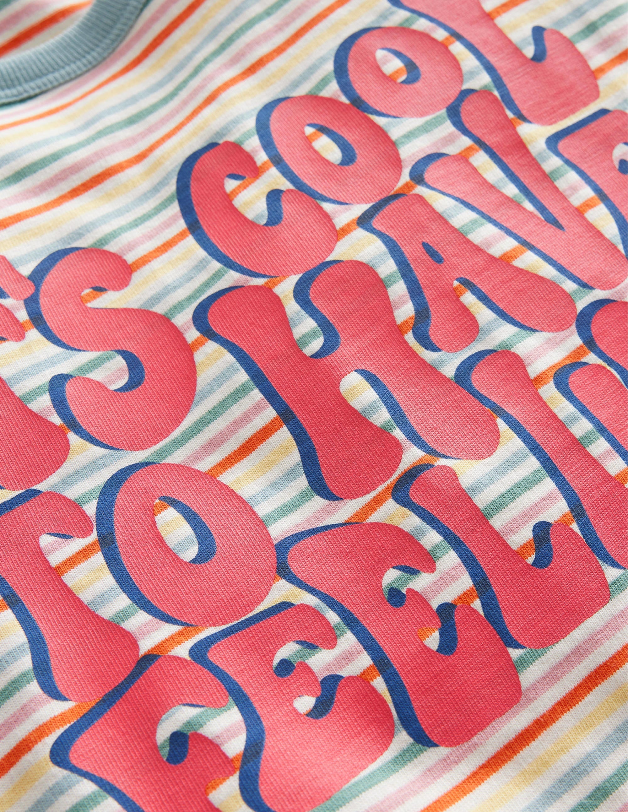 Stripy Slogan T-shirt-Multi Rainbow - Image 3