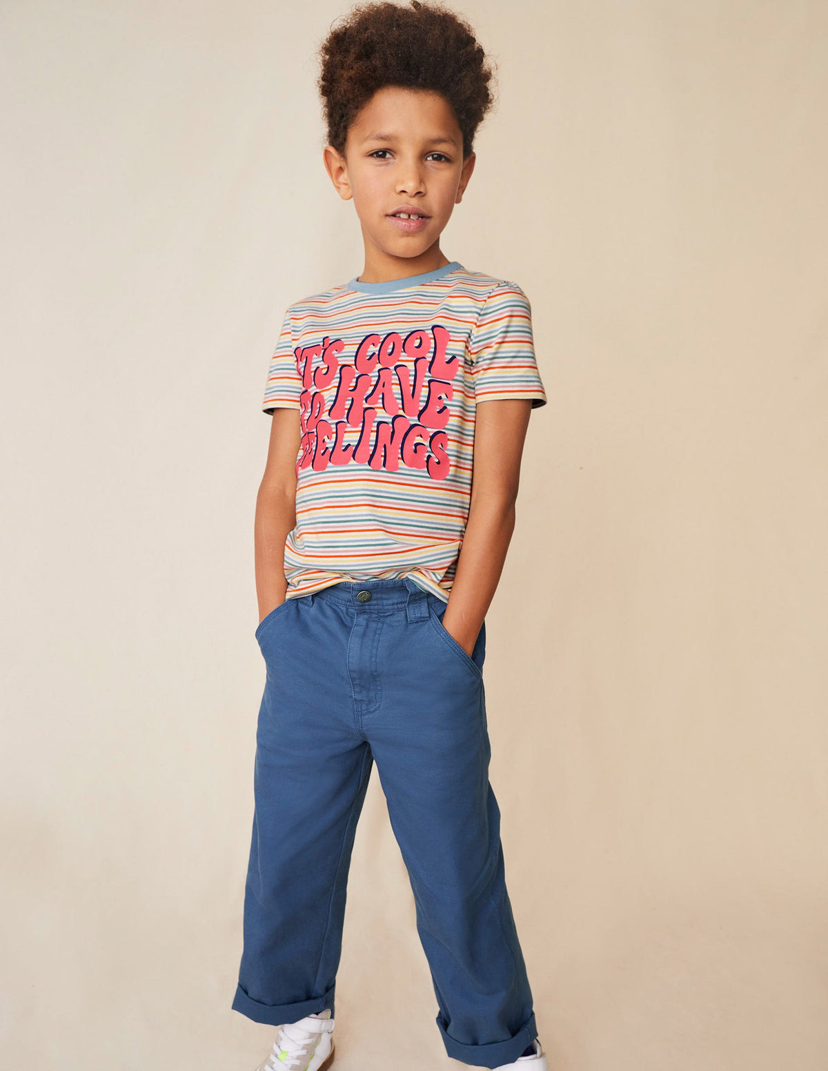 Stripy Slogan T-shirt-Multi Rainbow-5