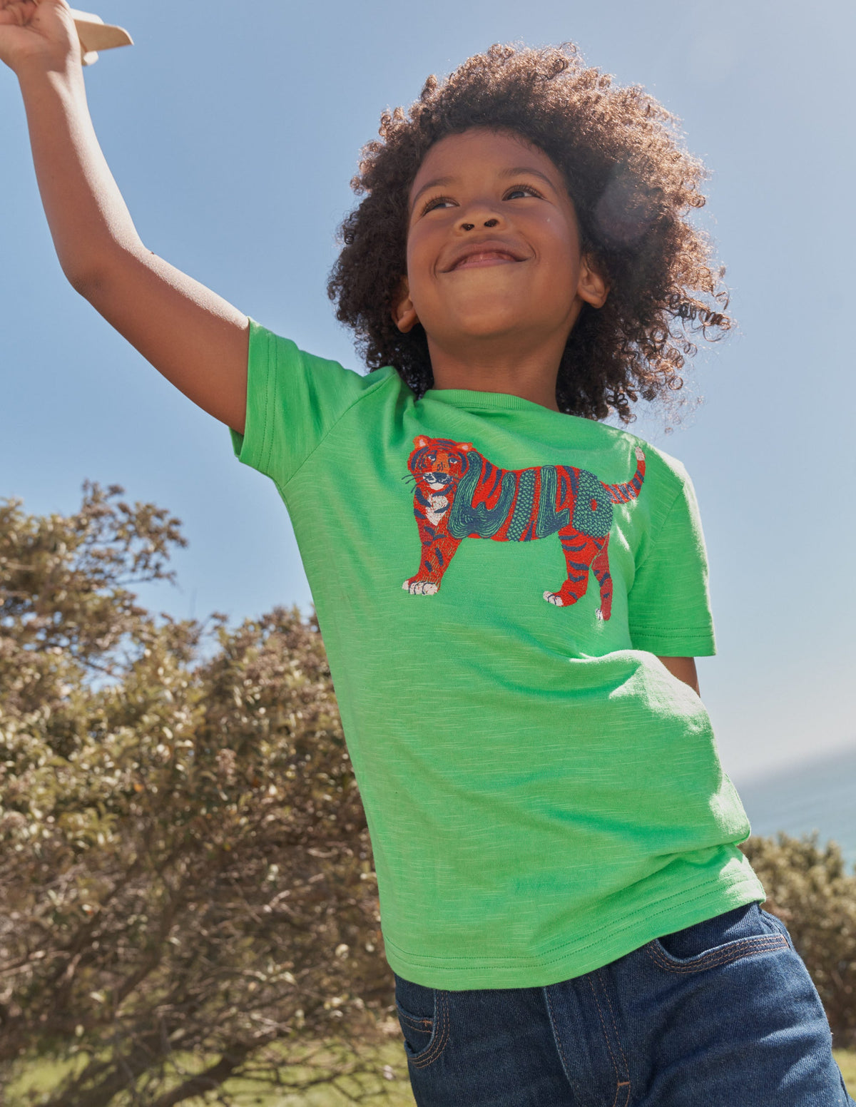 Animal Printed Cotton T-Shirt-Aloe Green Tiger - Image 4