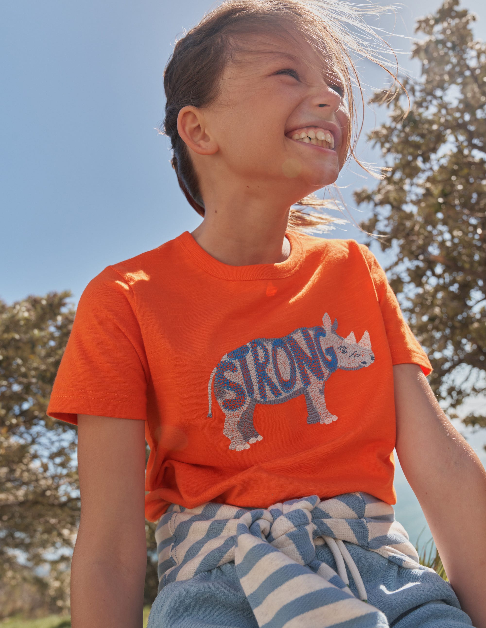 Animal Printed Cotton T-Shirt-Fire Opal Orange Rhino - Image 4