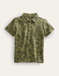 Patterned Slub Jersey Polo-Green Camo