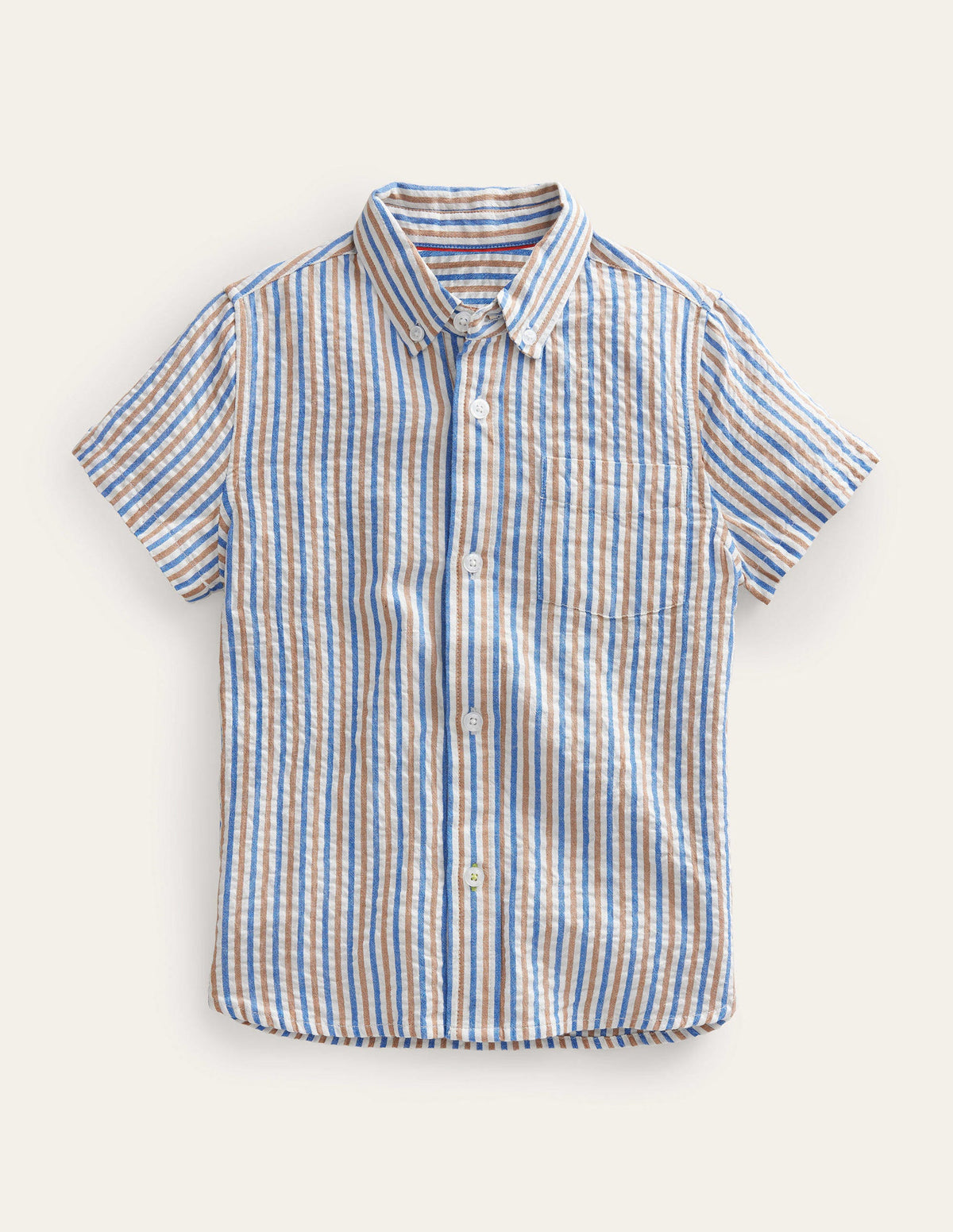 Seersucker Shirt-Blue and Brown Stripe - Image 1